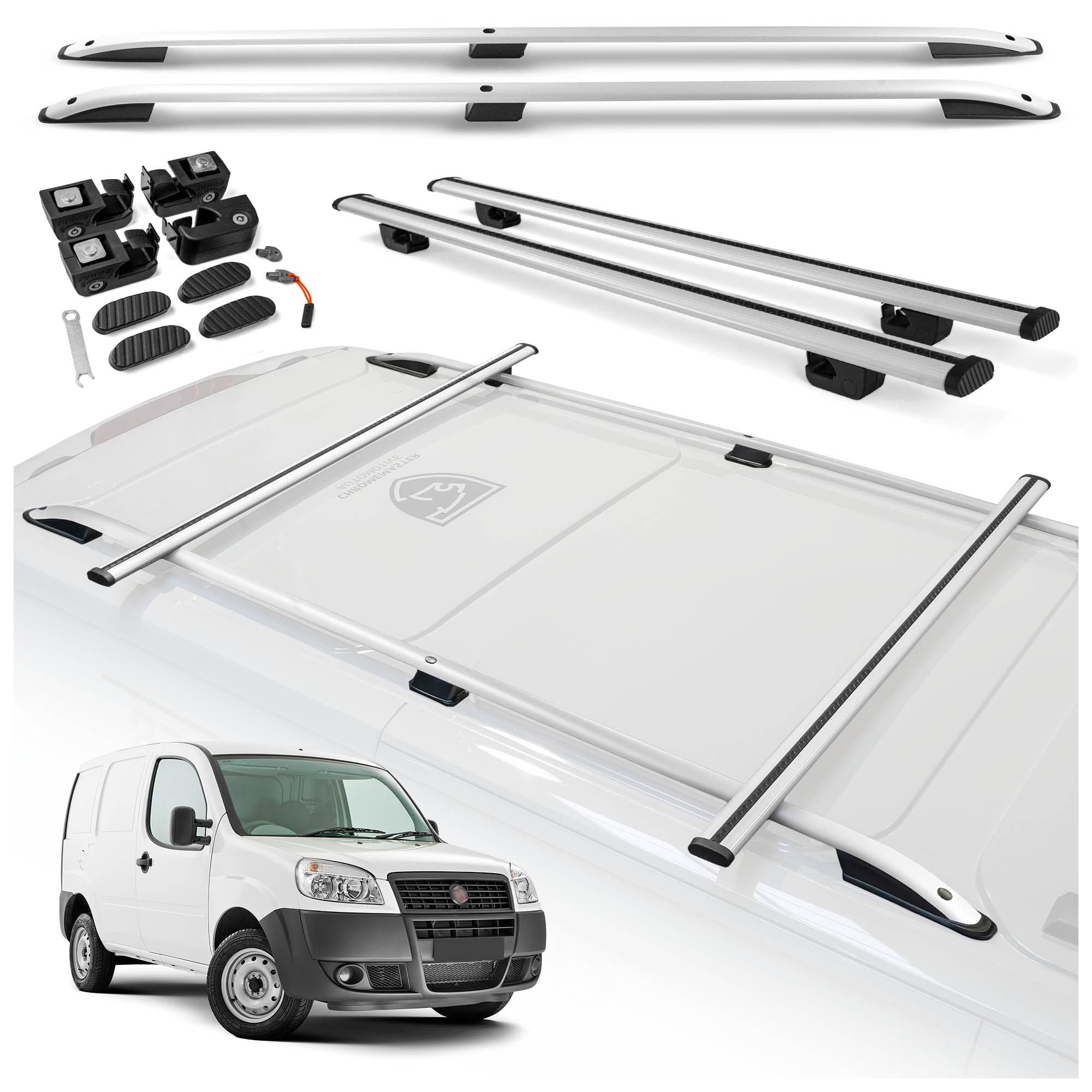 Roof rails with cross bars included SKYPORT — Silver, Aluminum | Plastic, Painted