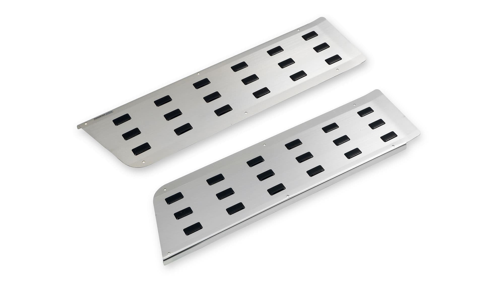 Covers for front interior steps — Black | Silver, Stainless steel, Polished