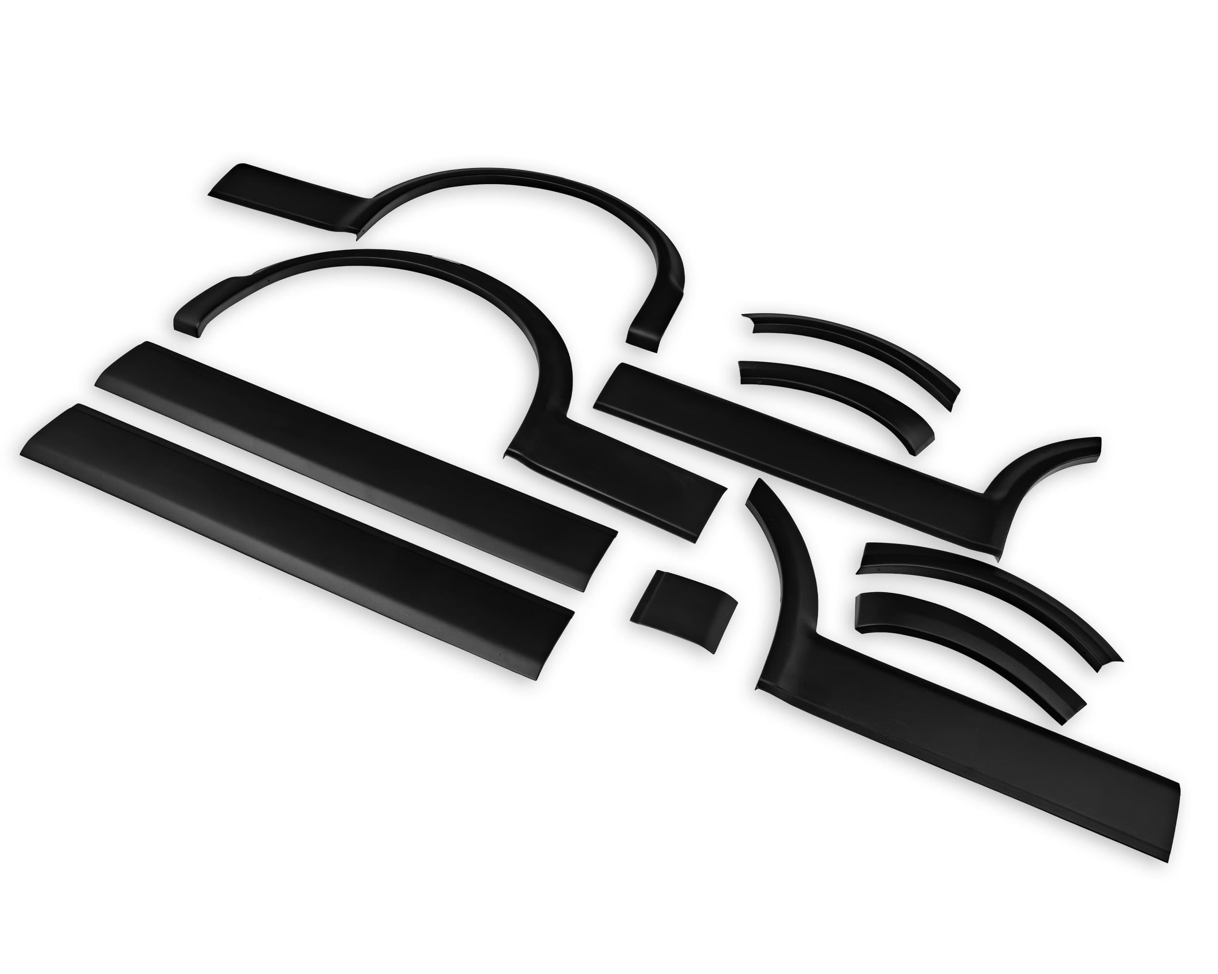 Wheel arch extensions with door side guards — Black, ABS plastic, Matte