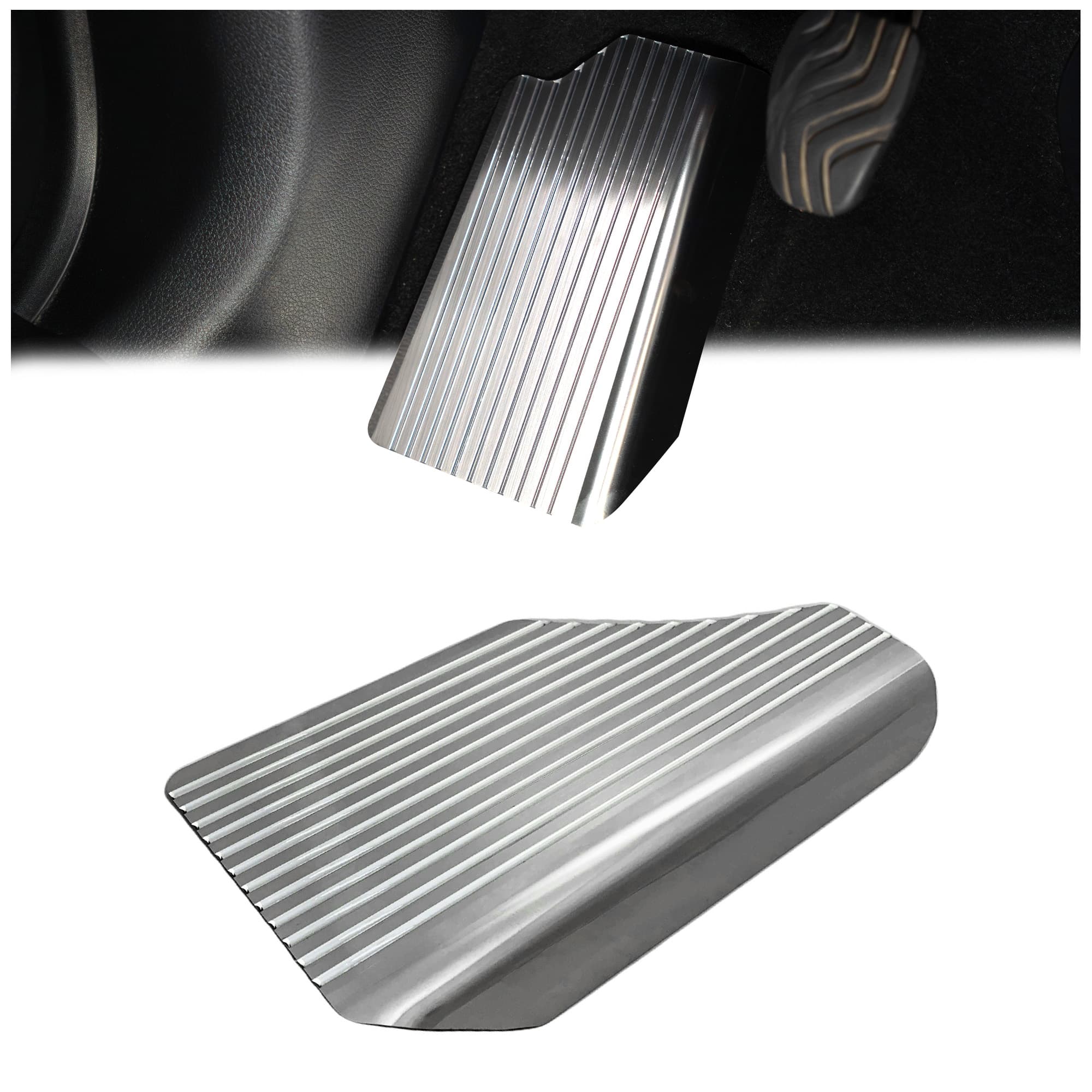Footrest plate — Silver, Stainless steel, Brushed