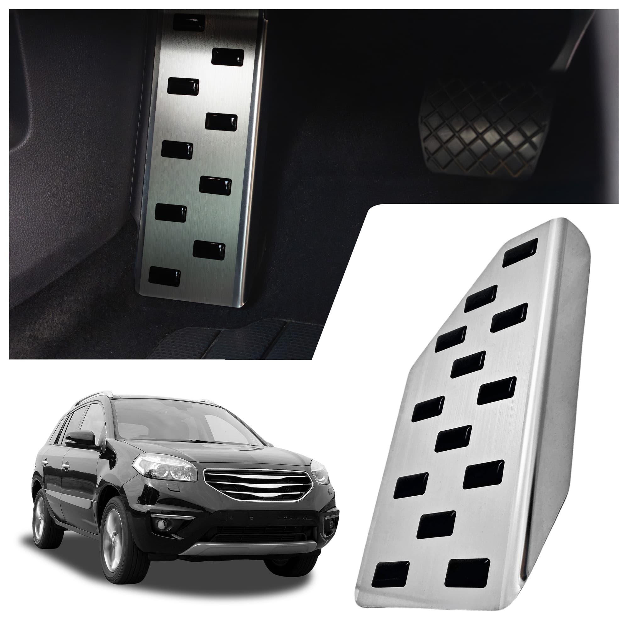 Footrest plate — Black | Silver, Stainless steel, Brushed