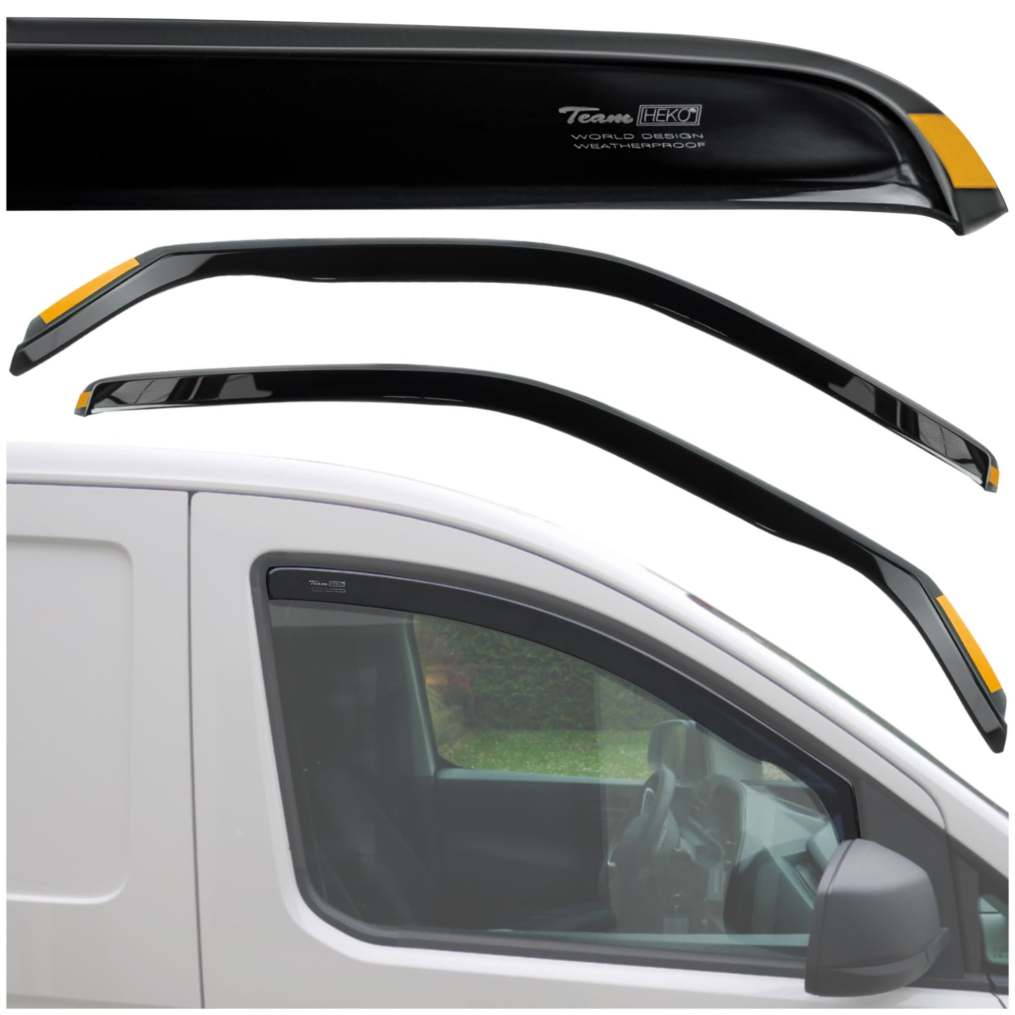 Side window deflectors — Translucent black smoked, Plastic, Shiny