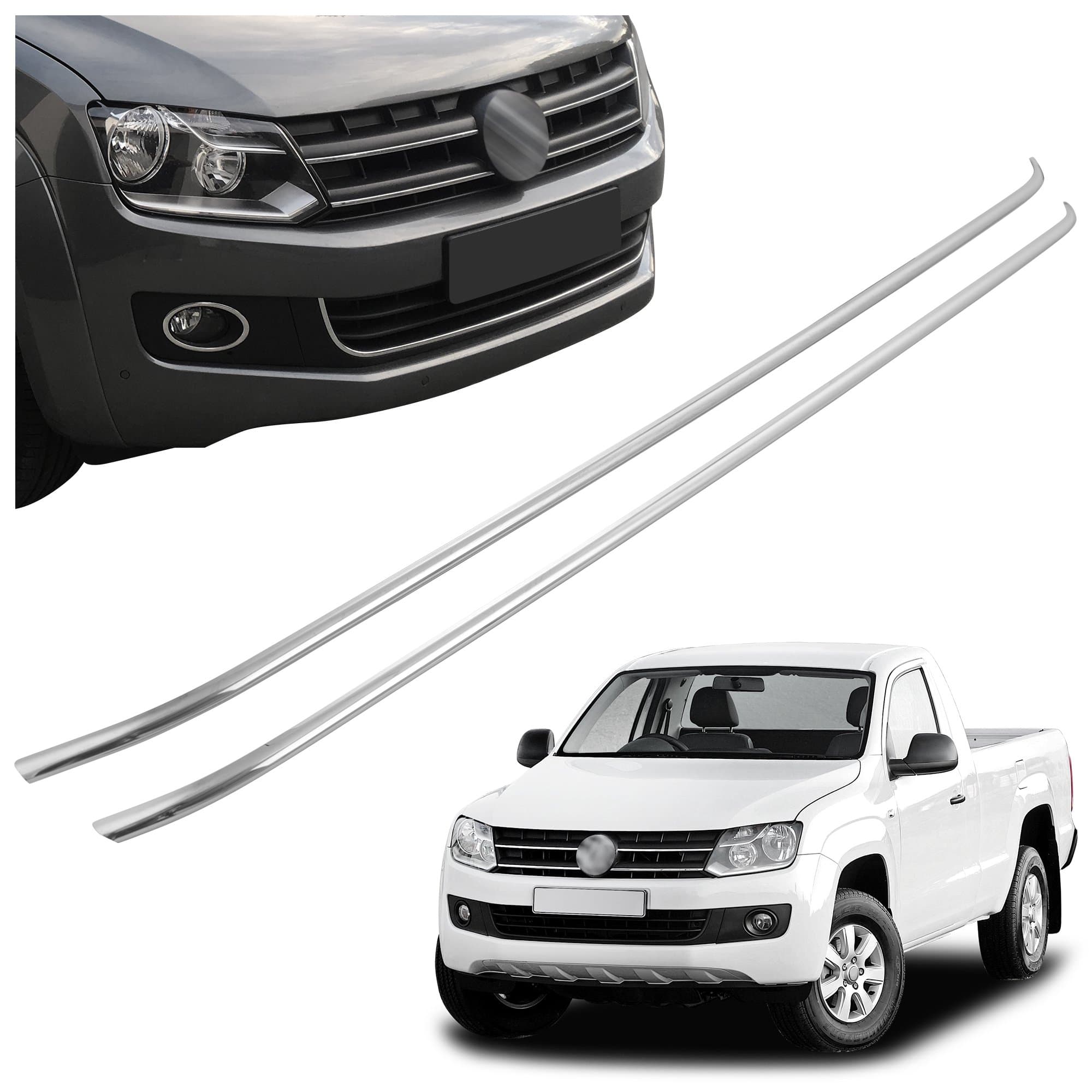 Front bumper grille trims — Chrome, Stainless steel, Polished