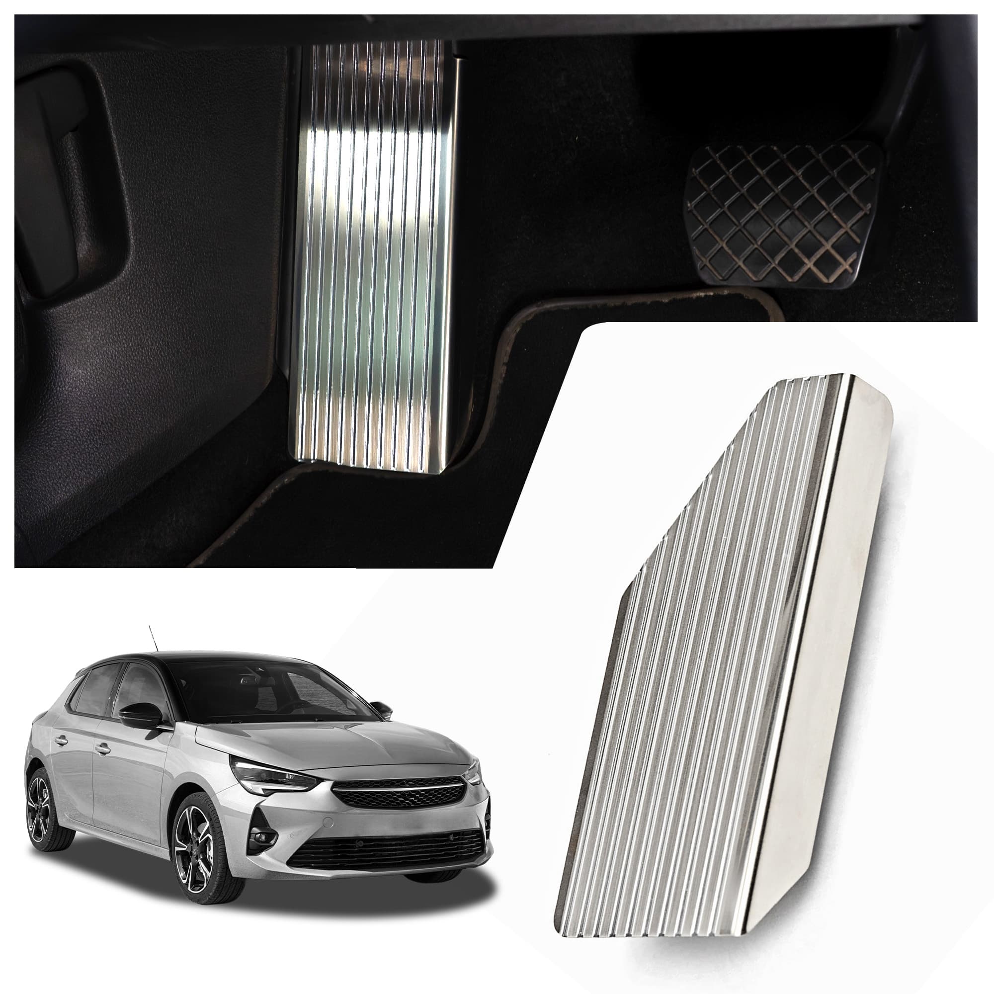 Footrest plate — Silver, Stainless steel, Brushed
