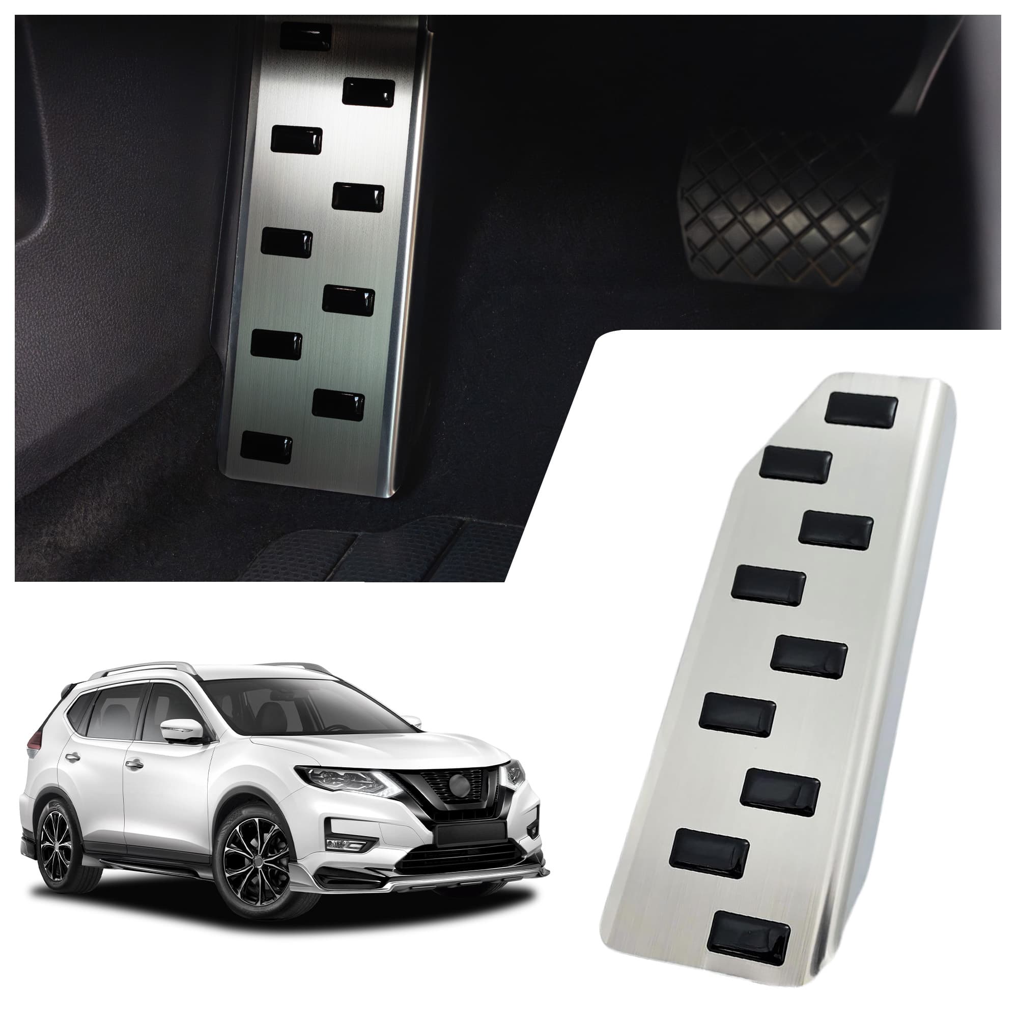 Footrest plate — Black | Silver, Stainless steel, Brushed