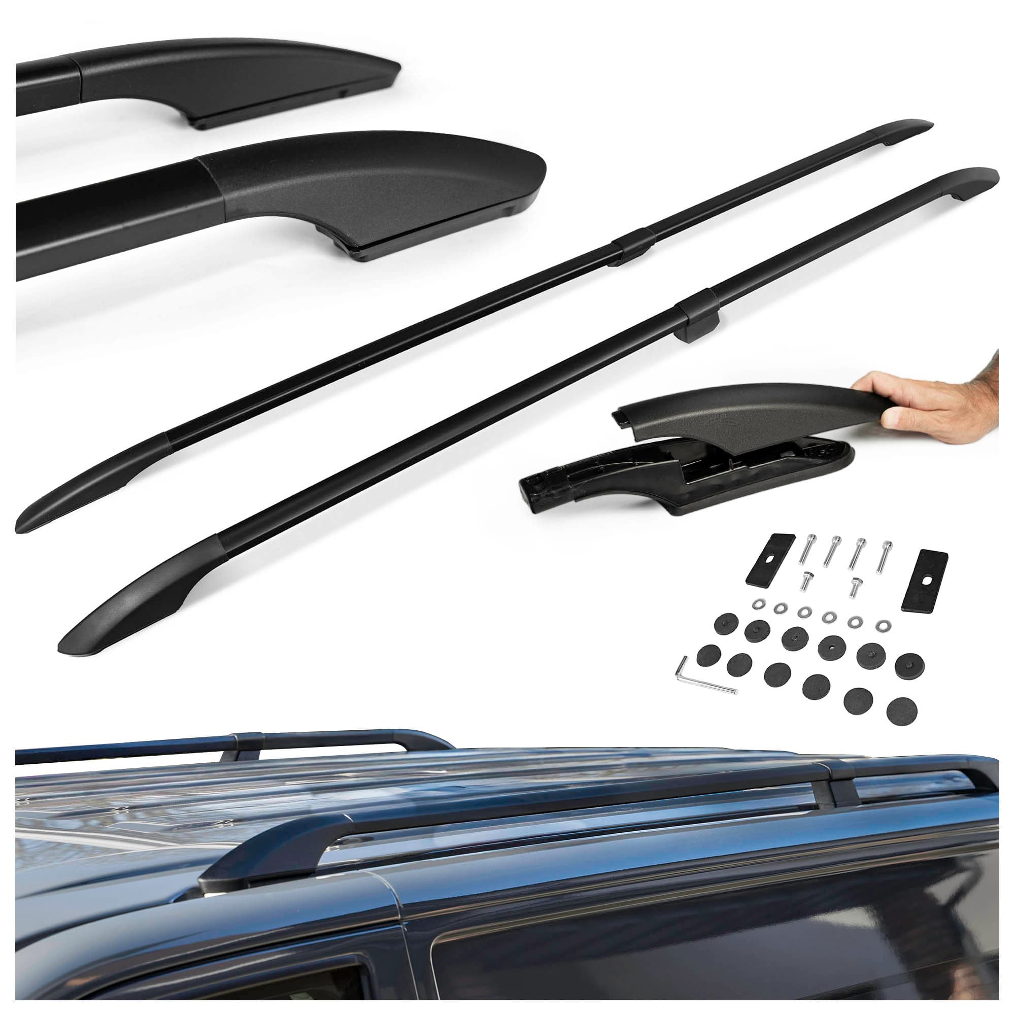 Split roof rails Solid — Black, Aluminum | Plastic, Painted