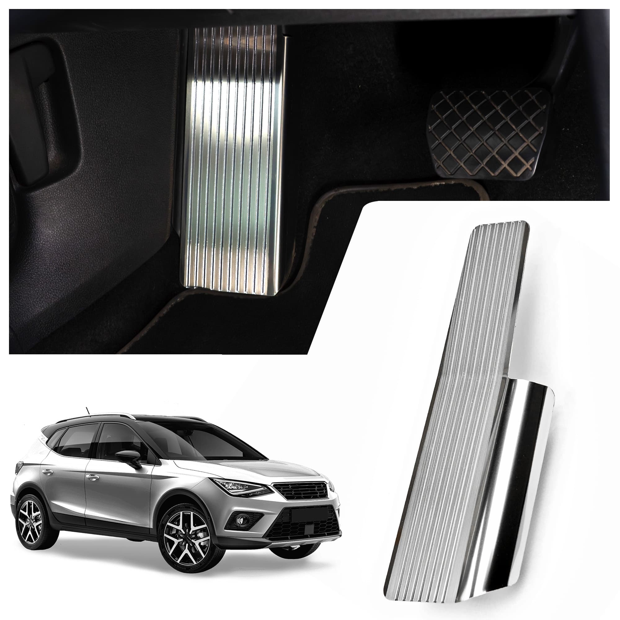 Footrest plate — Silver, Stainless steel, Brushed