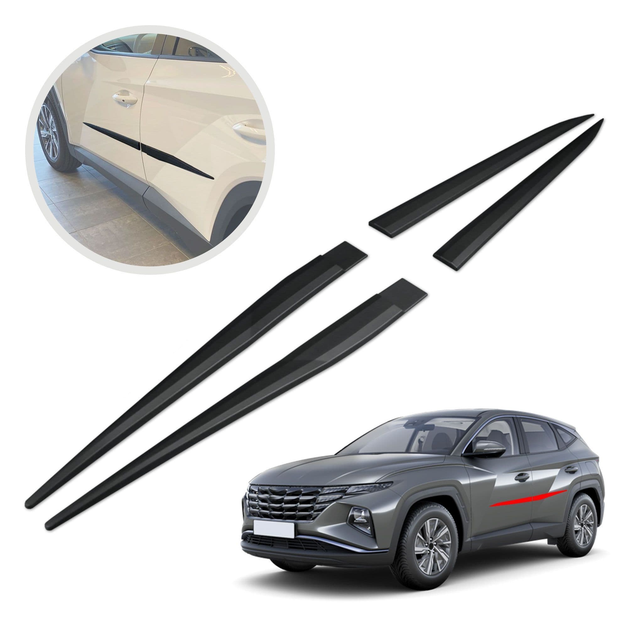 Side door trims — Black, Polyurethane composite PU, Matte