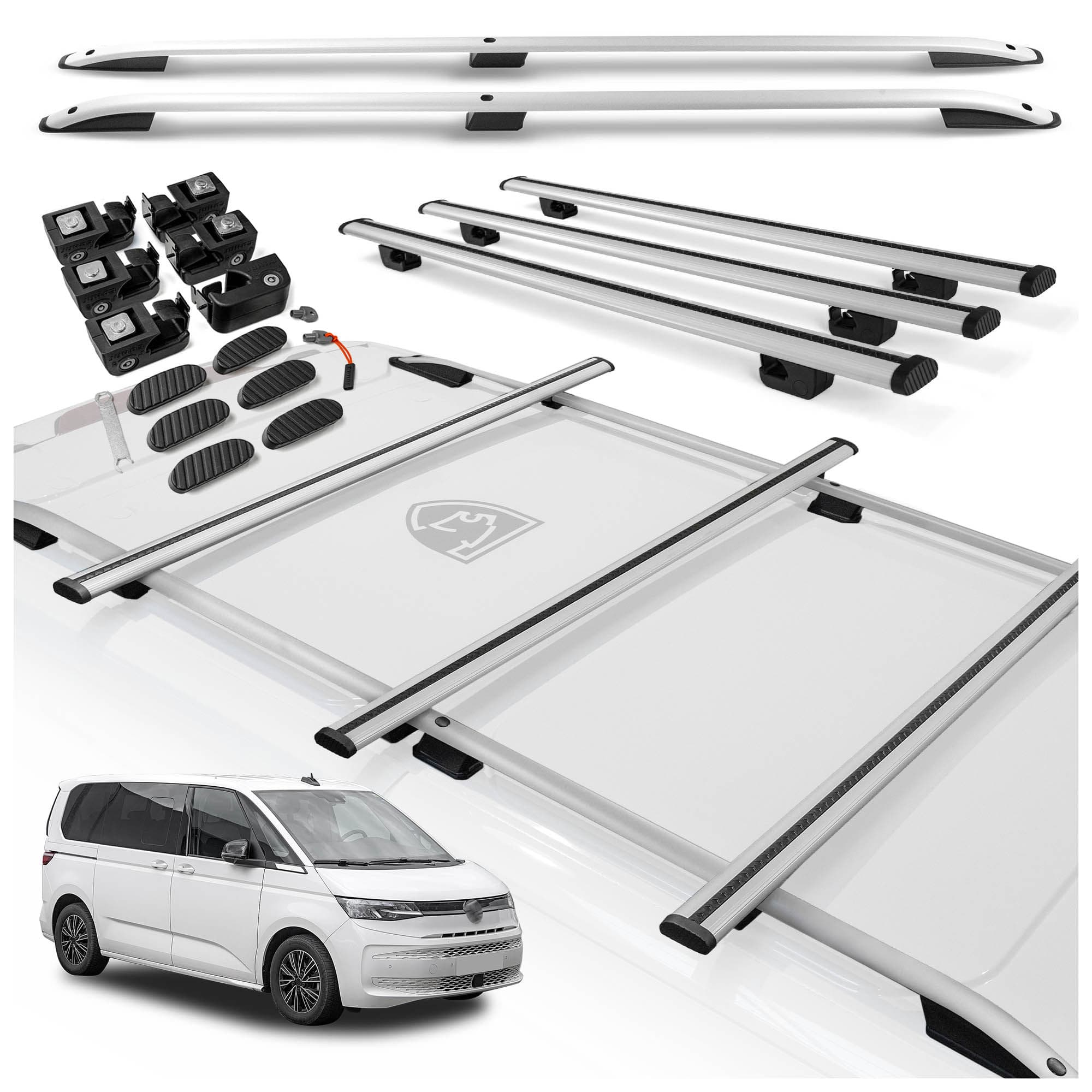 Roof rails with cross bars included SKYPORT — Silver, Aluminum | Plastic, Painted