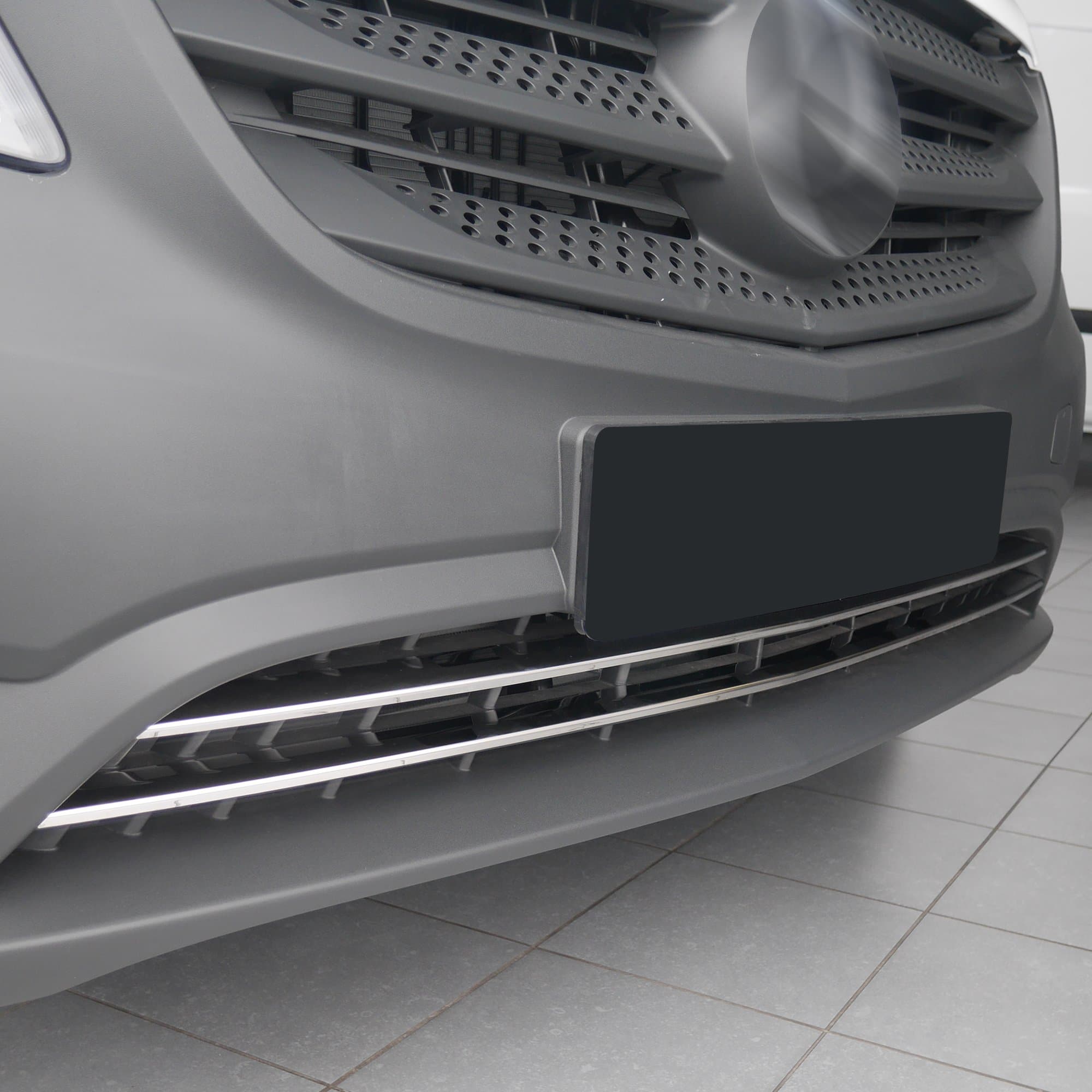 Front bumper grille trims — Chrome, Stainless steel, Polished