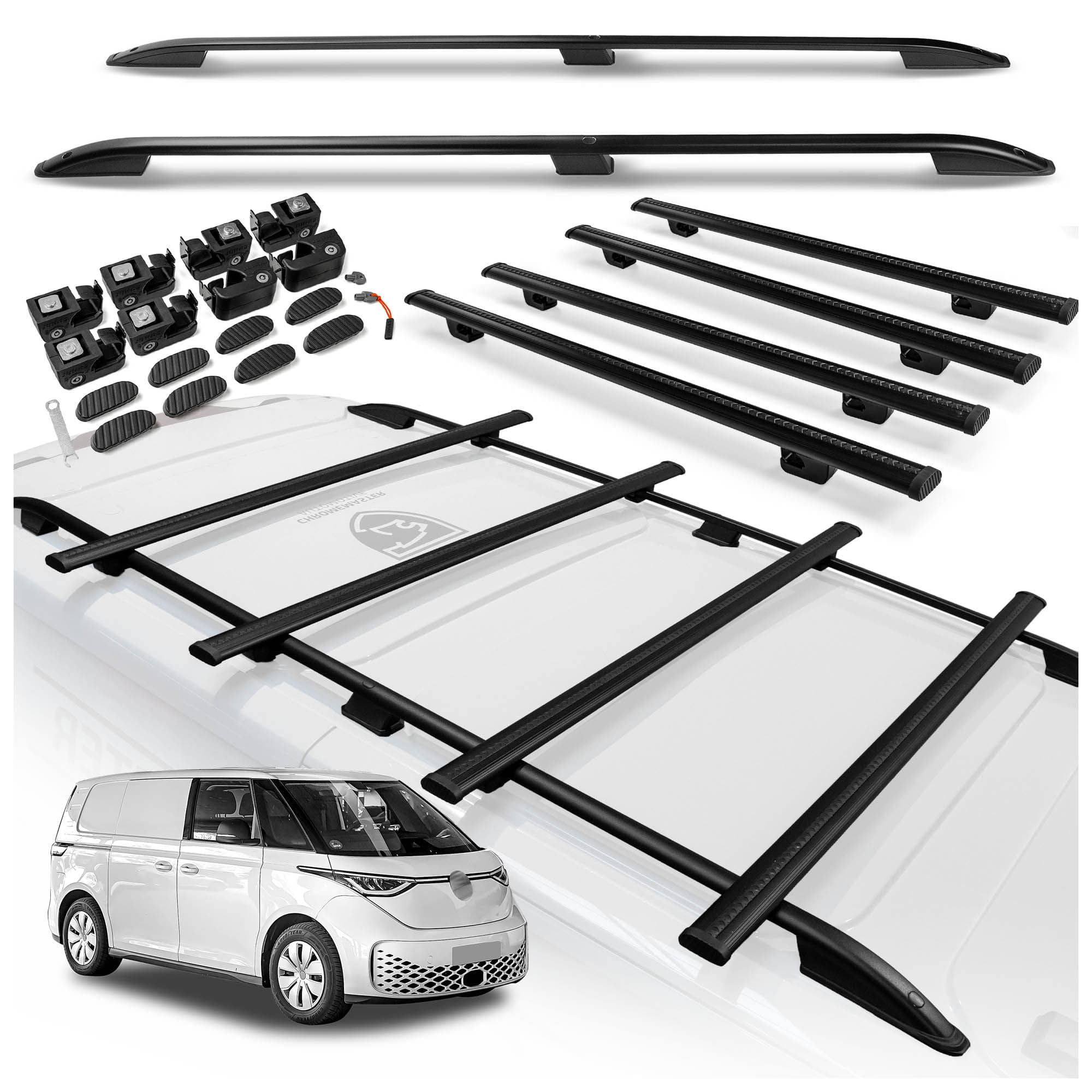 Roof rails with cross bars included SKYPORT — Black, Aluminum | Plastic, Painted