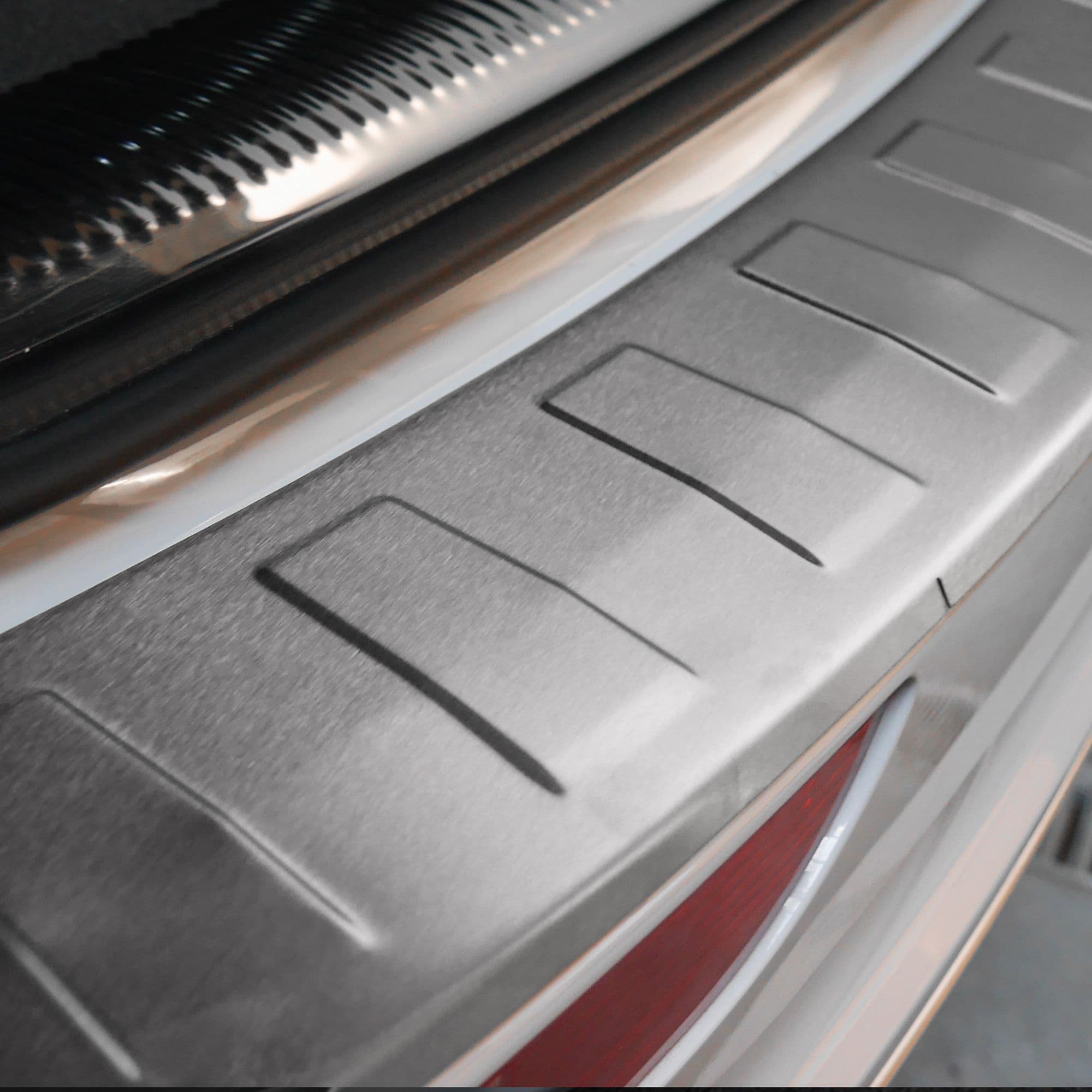 Rear bumper trim — Silver, Stainless steel, Brushed