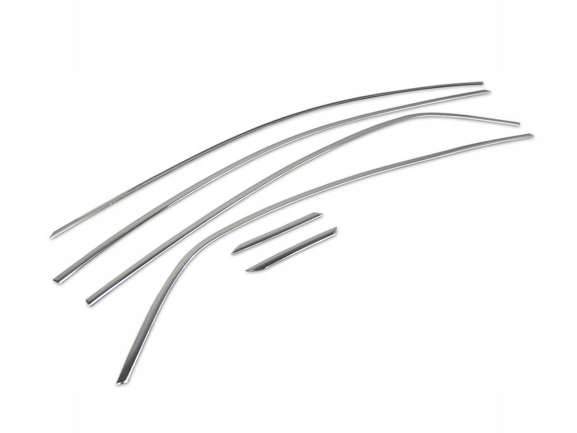 Trims above side windows — Chrome, Stainless steel, Polished