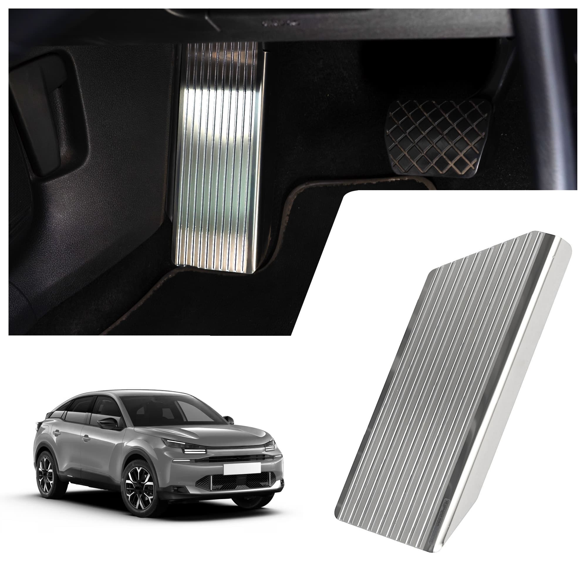Footrest plate — Silver, Stainless steel, Brushed