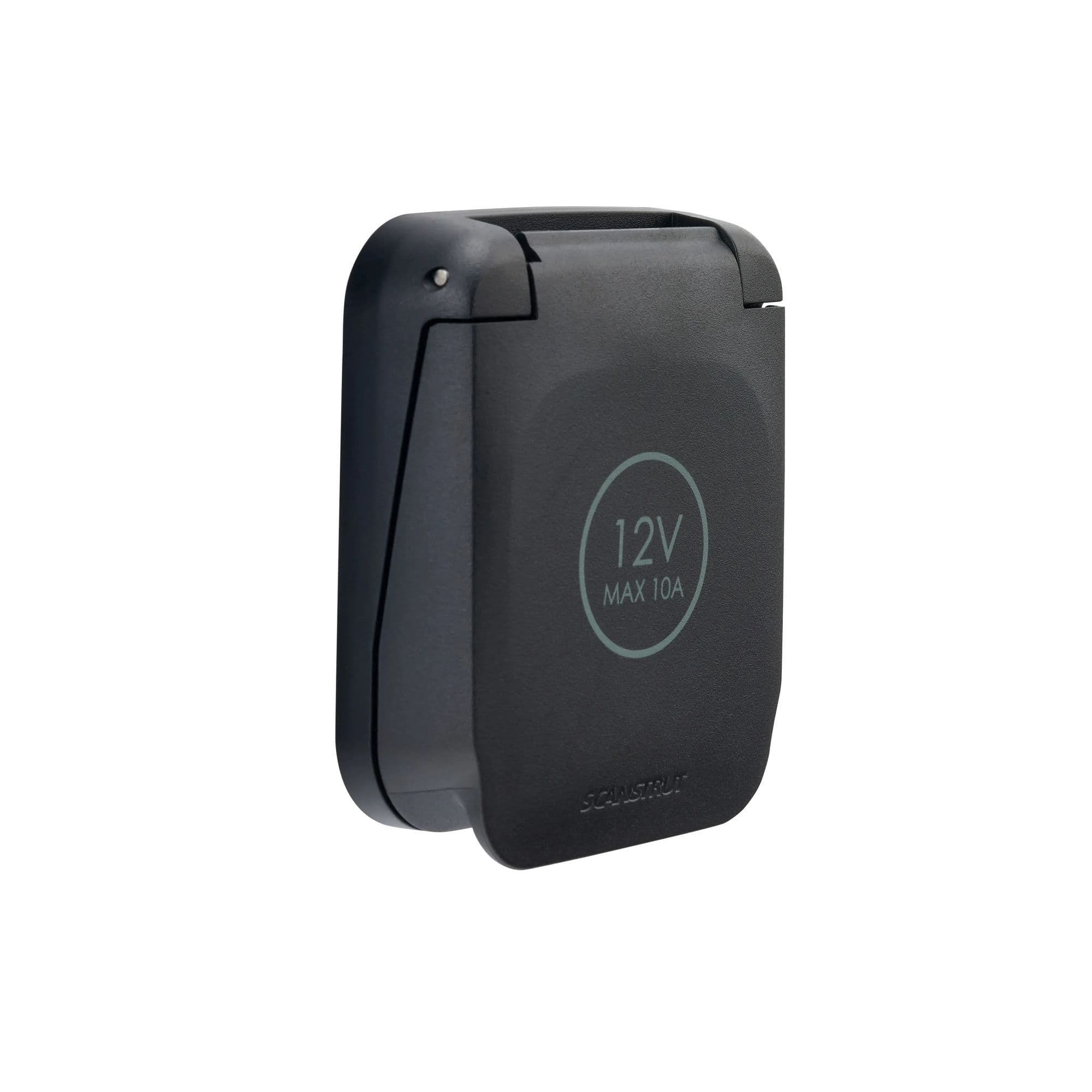 12V power socket with protective cover Ventura — Black, Plastic, Matte