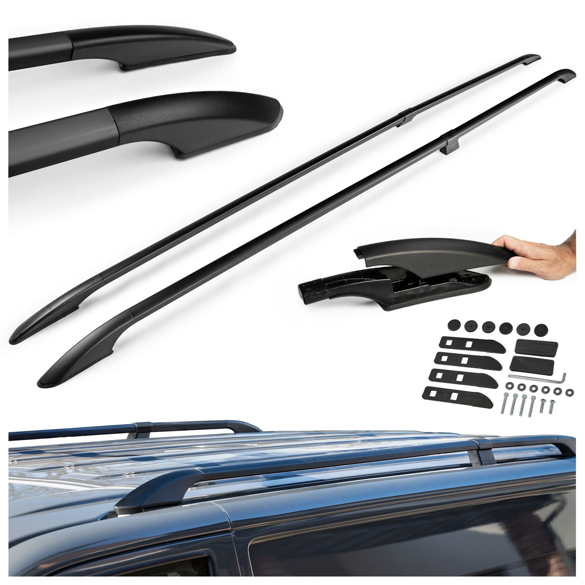 Split roof rails Solid — Black, Aluminum | Plastic, Painted