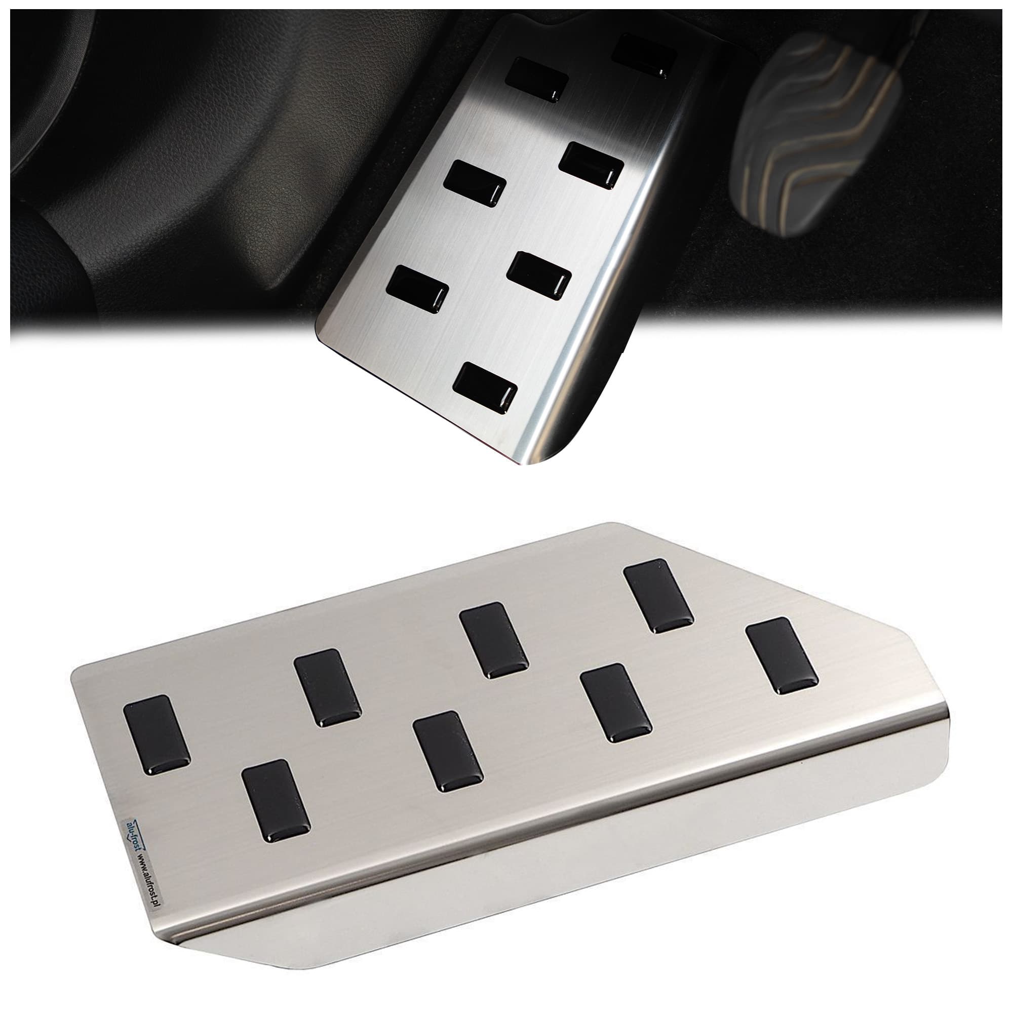 Plaque repose-pied — Noir | Argent, Acier inoxydable, Brossé
