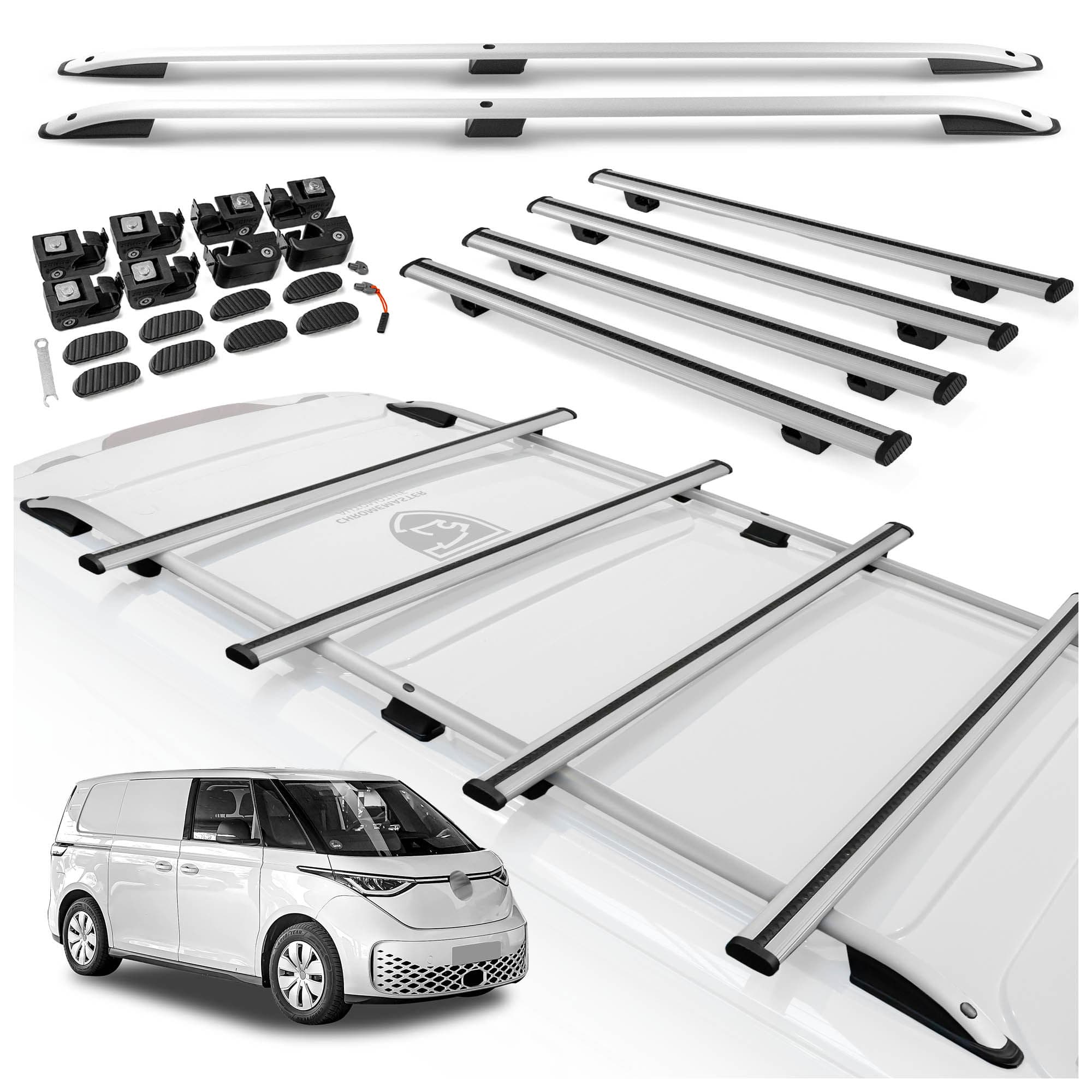 Roof rails with cross bars included SKYPORT — Silver, Aluminum | Plastic, Painted