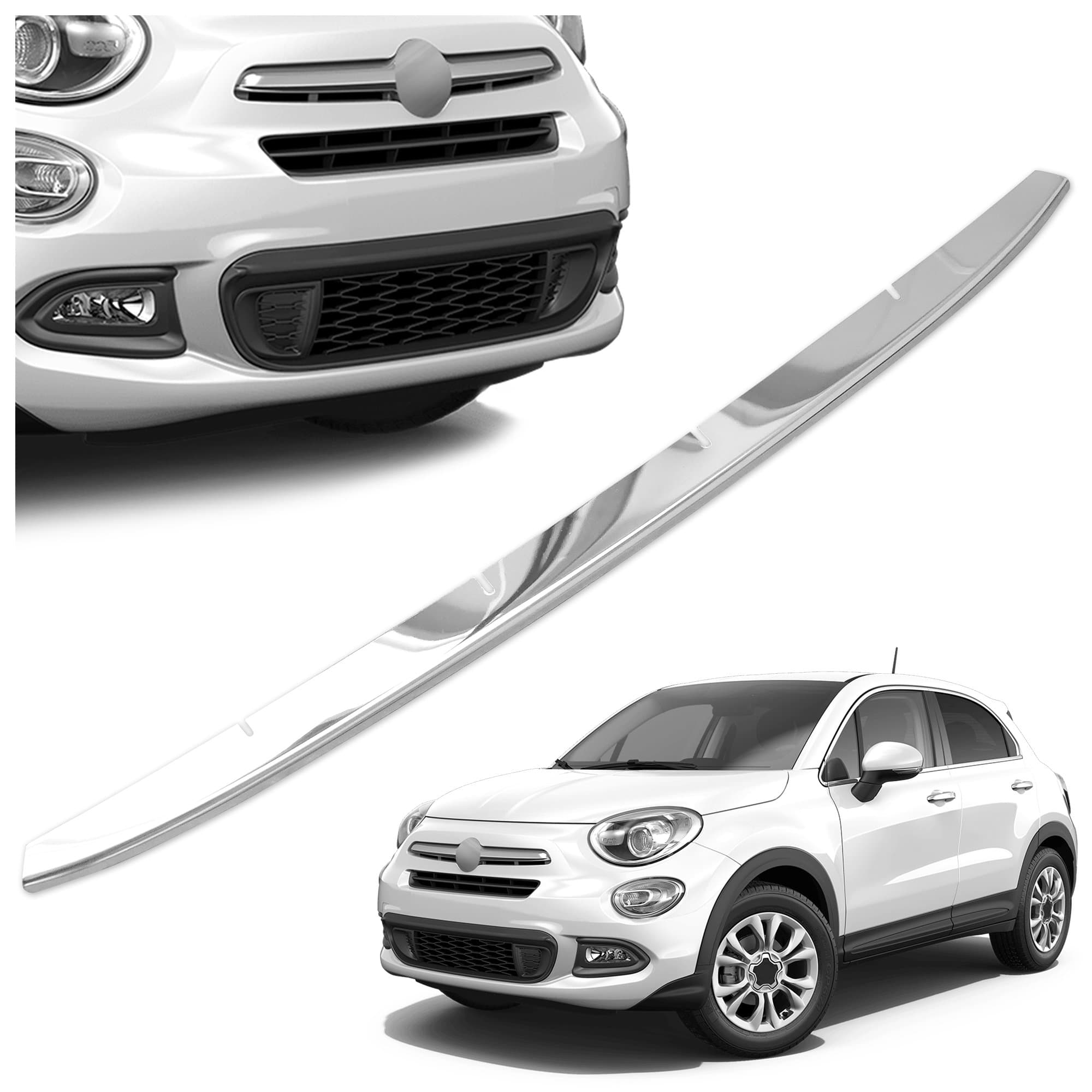 Front bumper grille trim — Chrome, Stainless steel, Polished