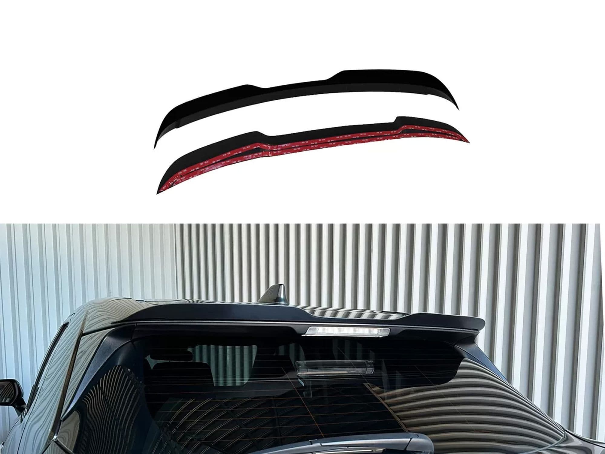 Roof spoiler cover — Black, ABS plastic, Shiny