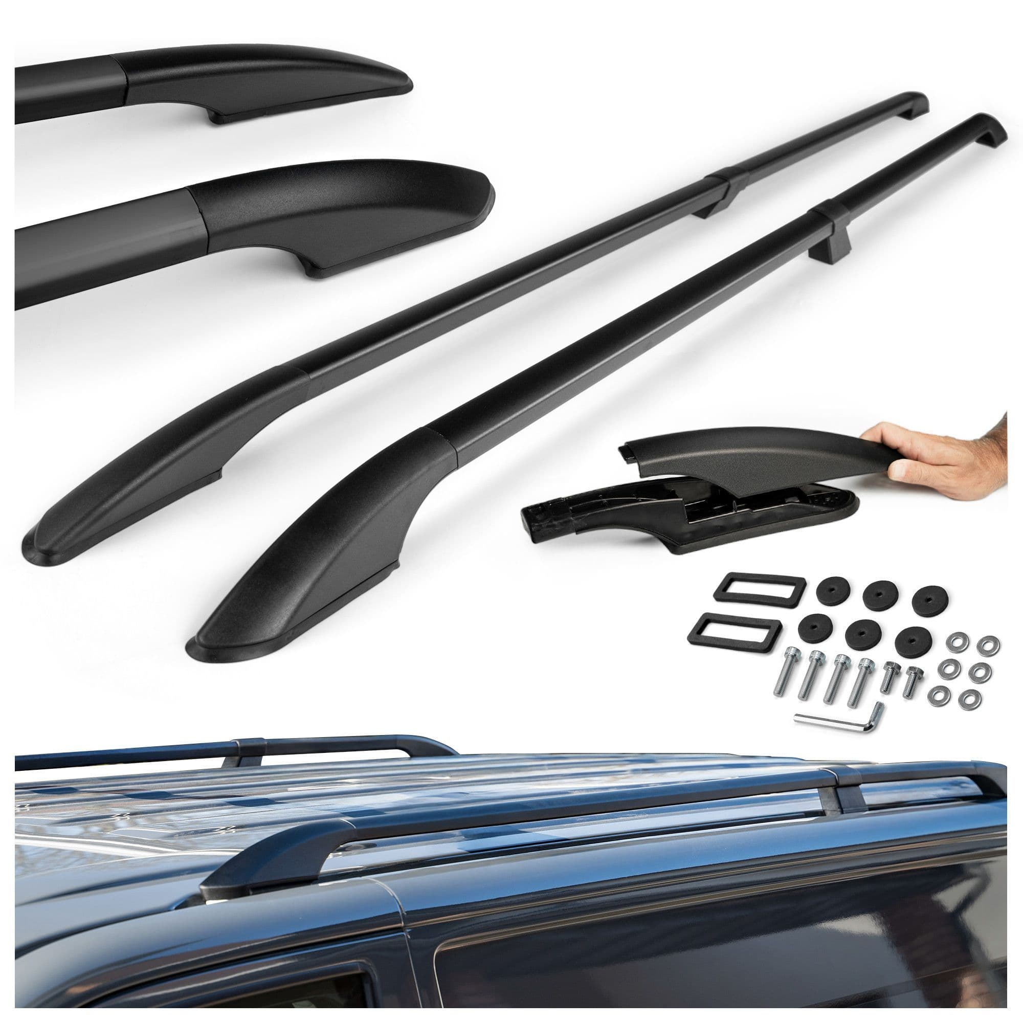 Split roof rails Solid — Black, Aluminum | Plastic, Painted