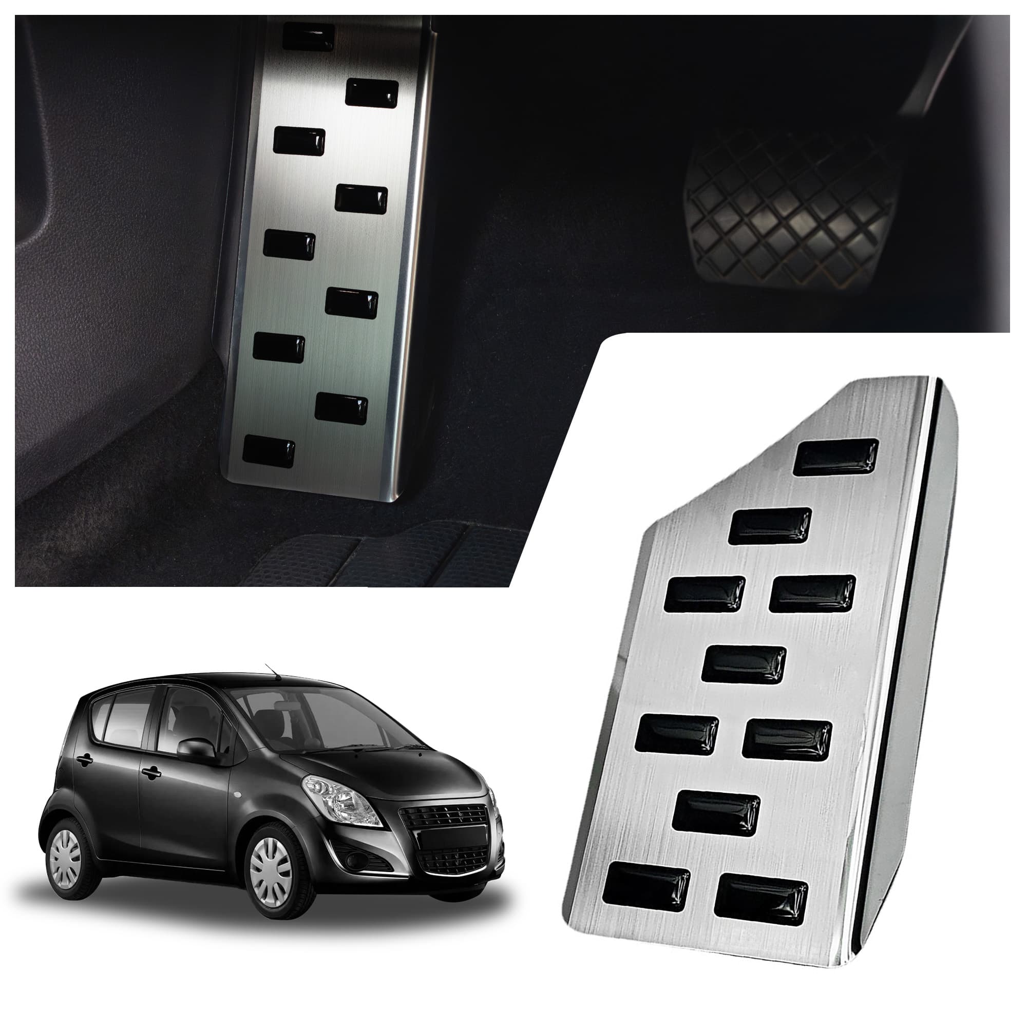 Footrest plate — Black | Silver, Stainless steel, Brushed