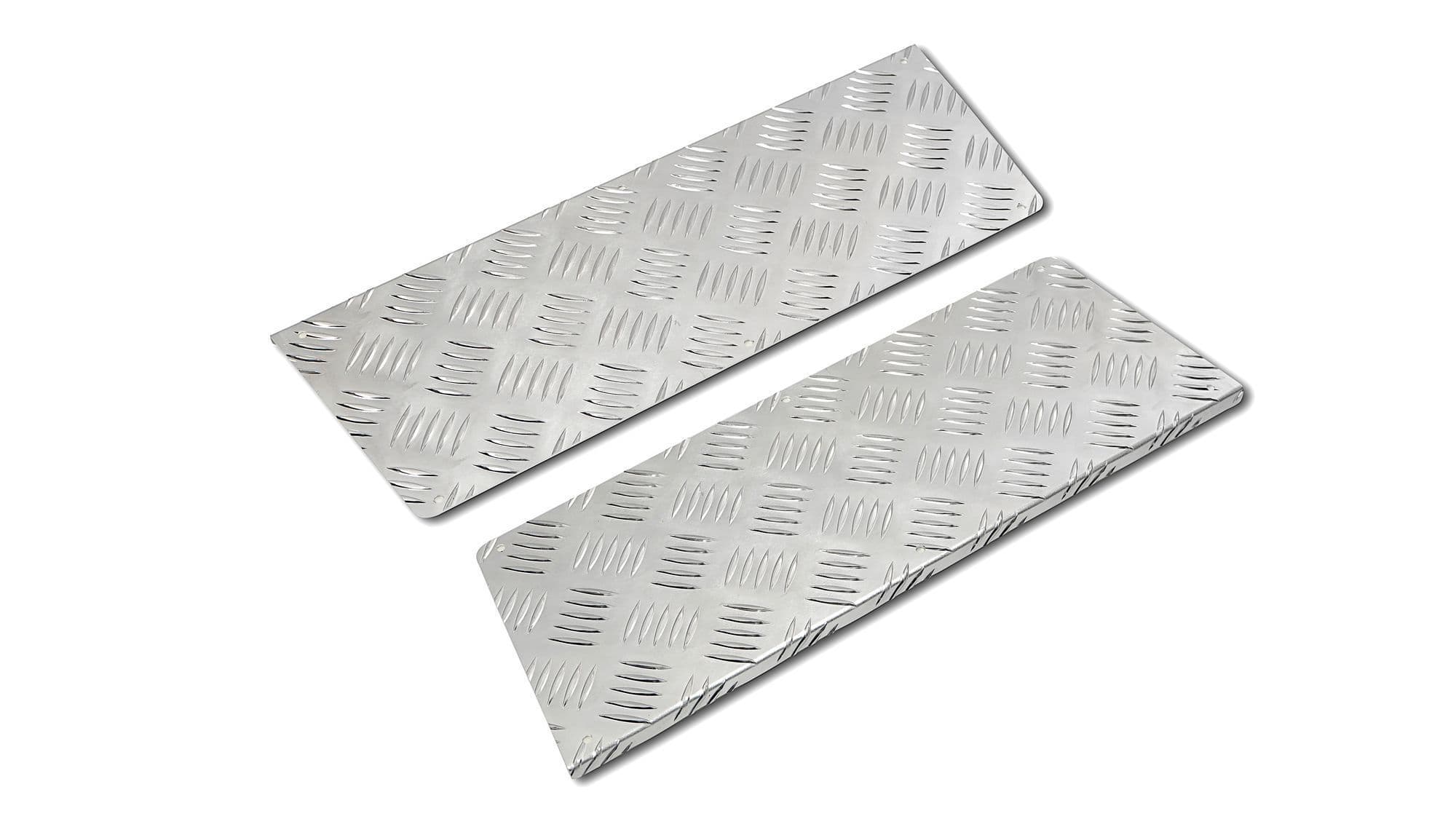Covers for front interior steps — Silver, Aluminum, Ribbed