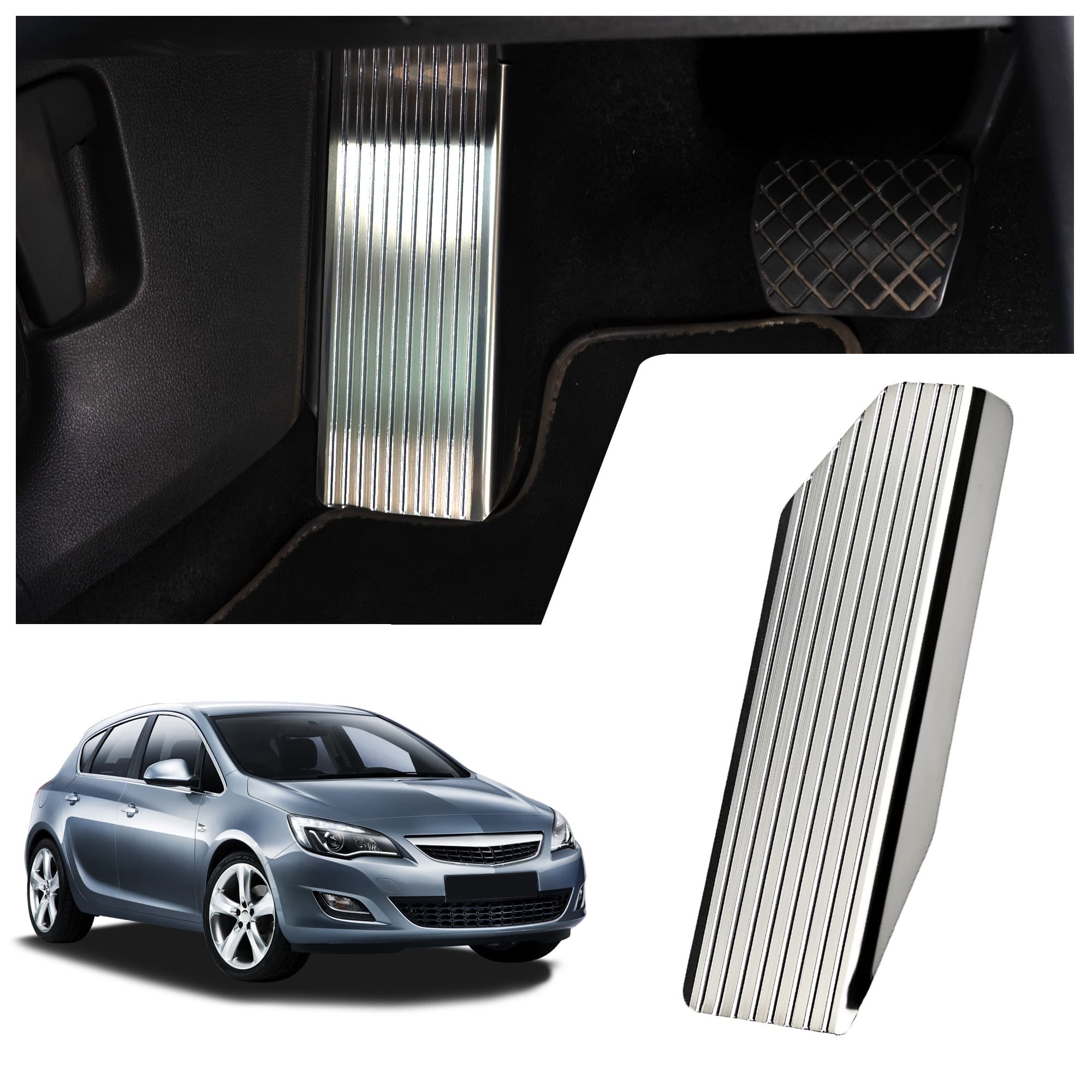Footrest plate — Silver, Stainless steel, Brushed