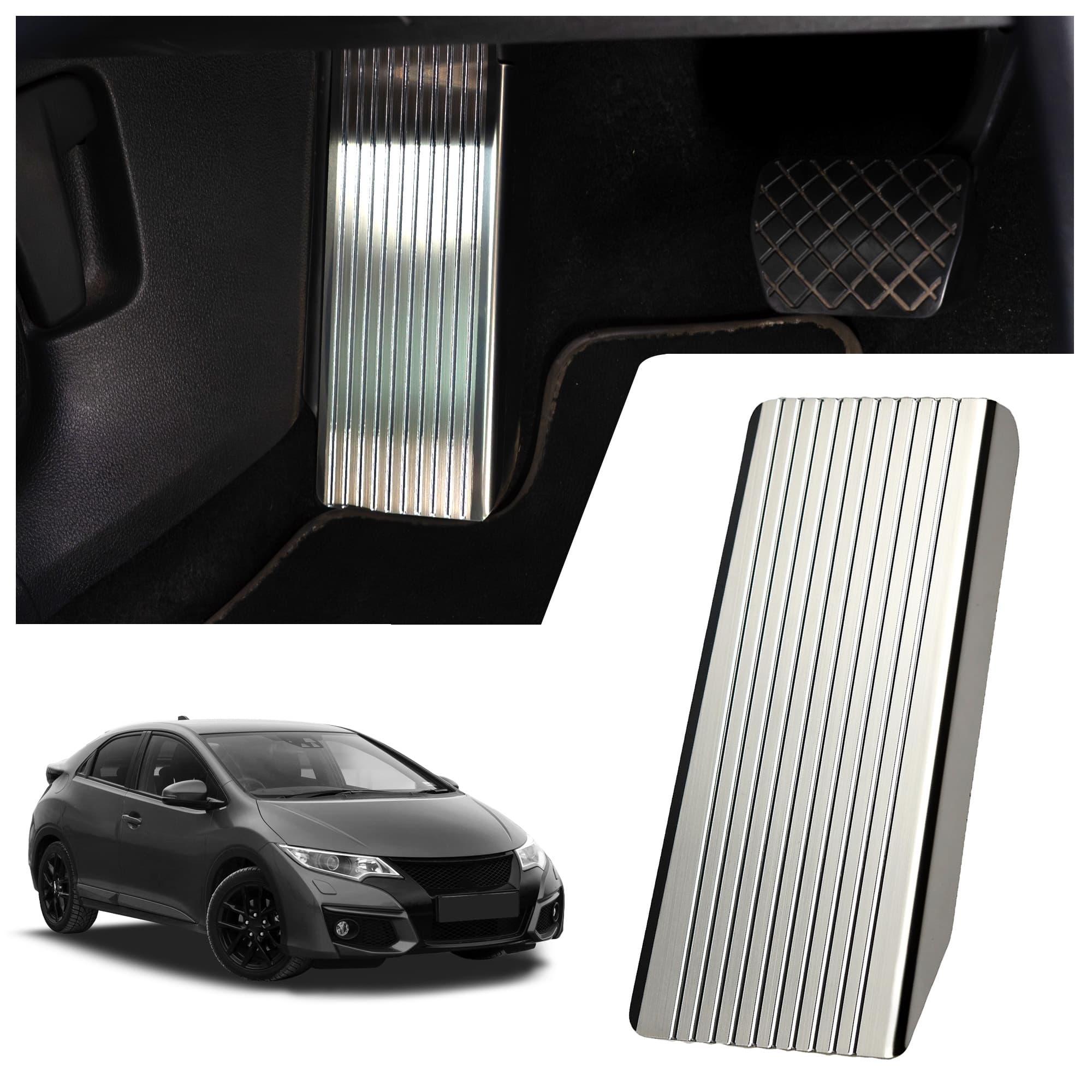 Footrest plate — Silver, Stainless steel, Brushed