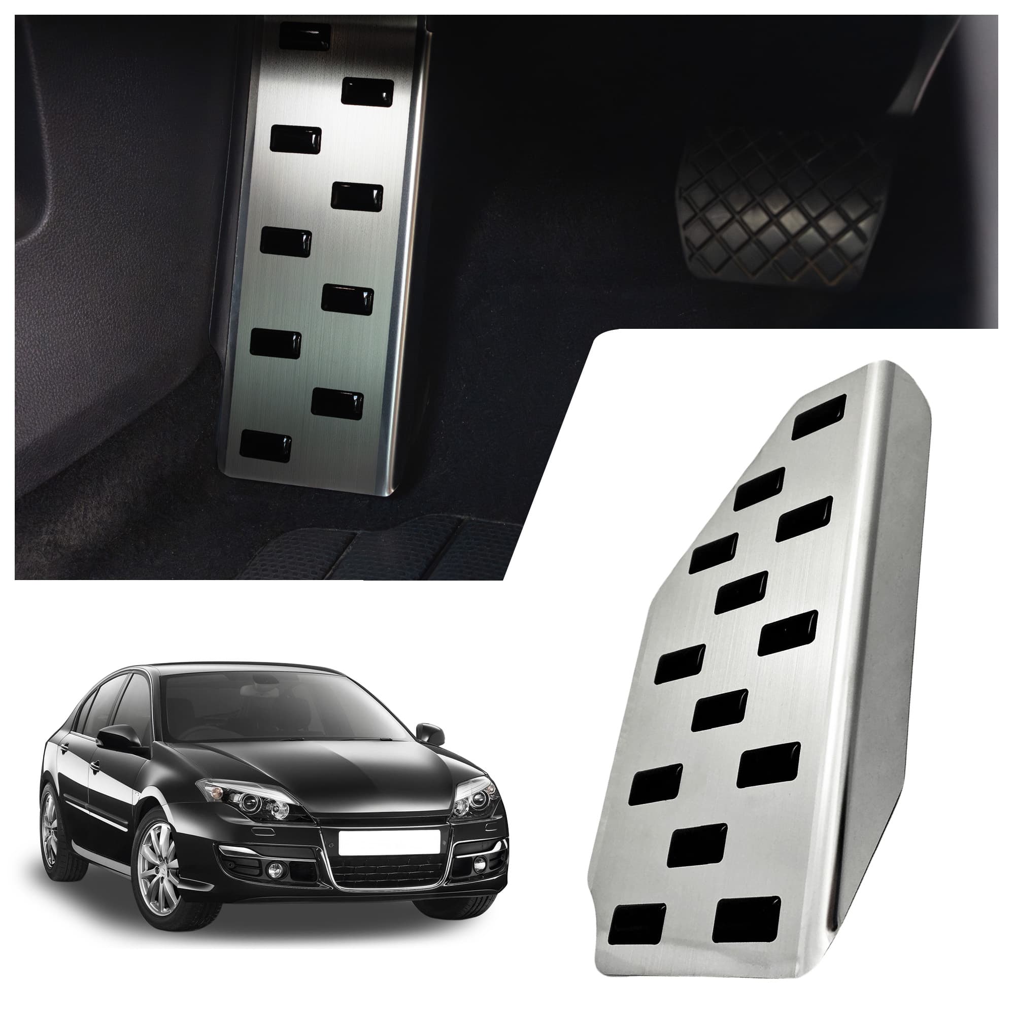 Footrest plate — Black | Silver, Stainless steel, Brushed