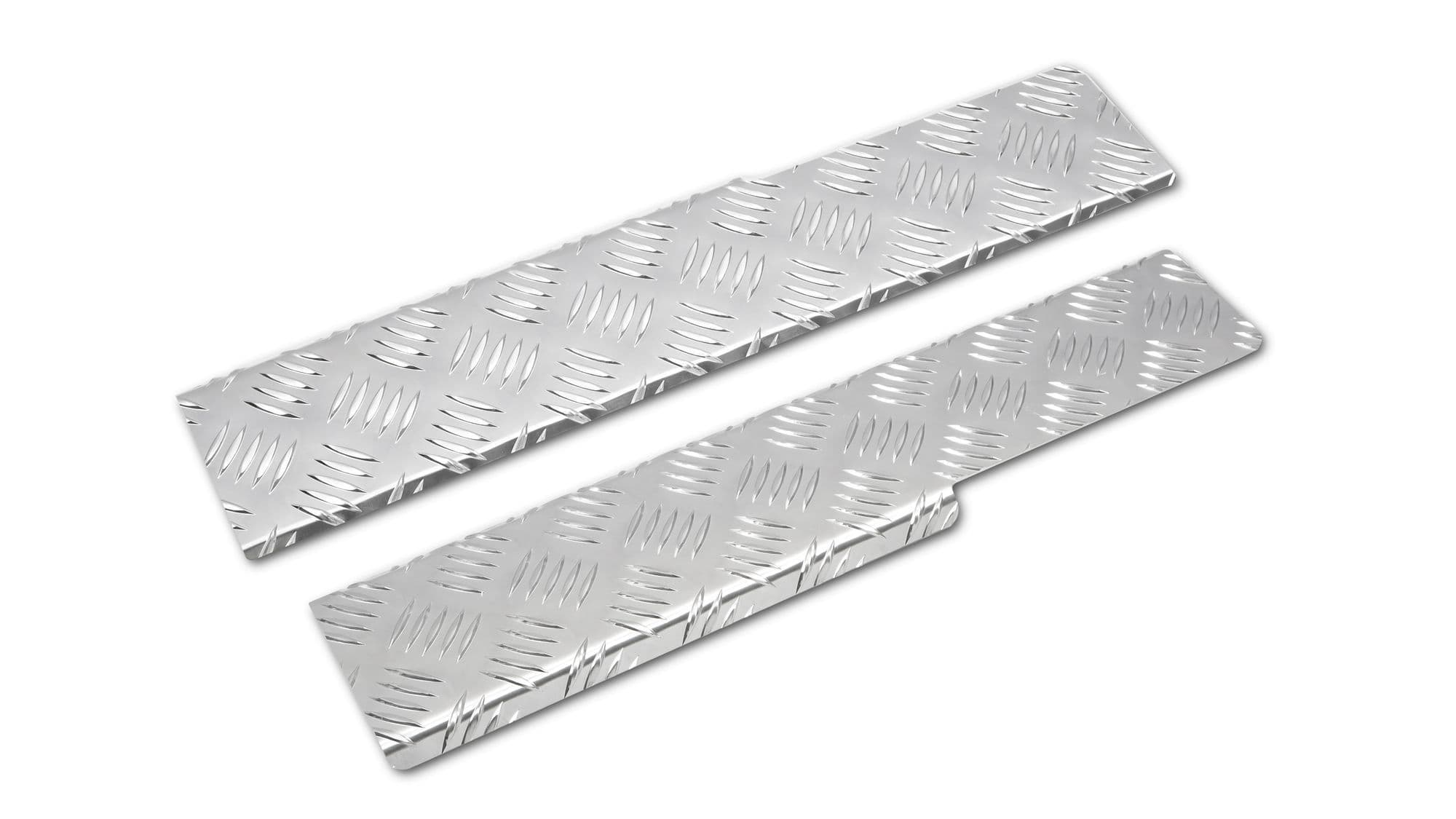 Covers for front interior steps — Silver, Aluminum, Ribbed