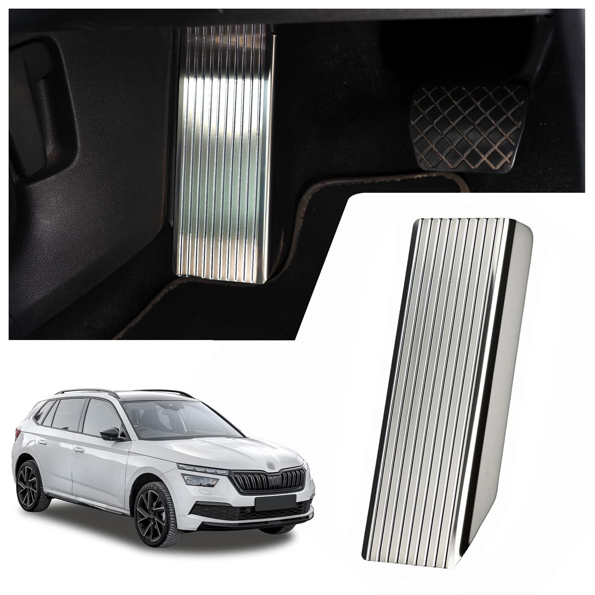 Footrest plate — Silver, Stainless steel, Brushed