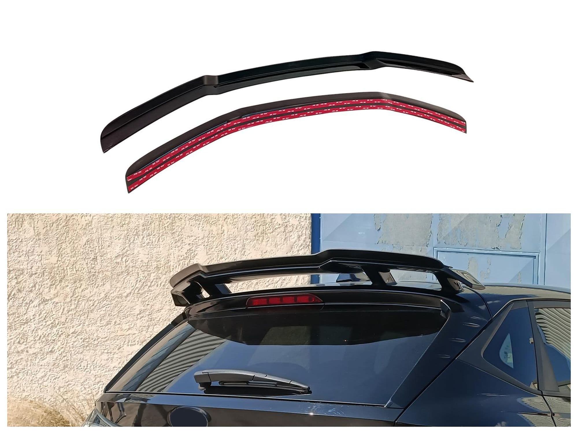 Roof spoiler cover — Black, ABS plastic, Shiny
