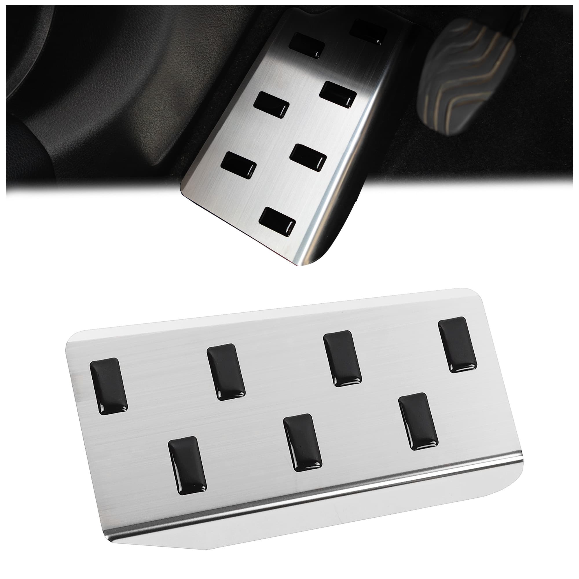 Footrest plate — Black | Silver, Stainless steel, Brushed