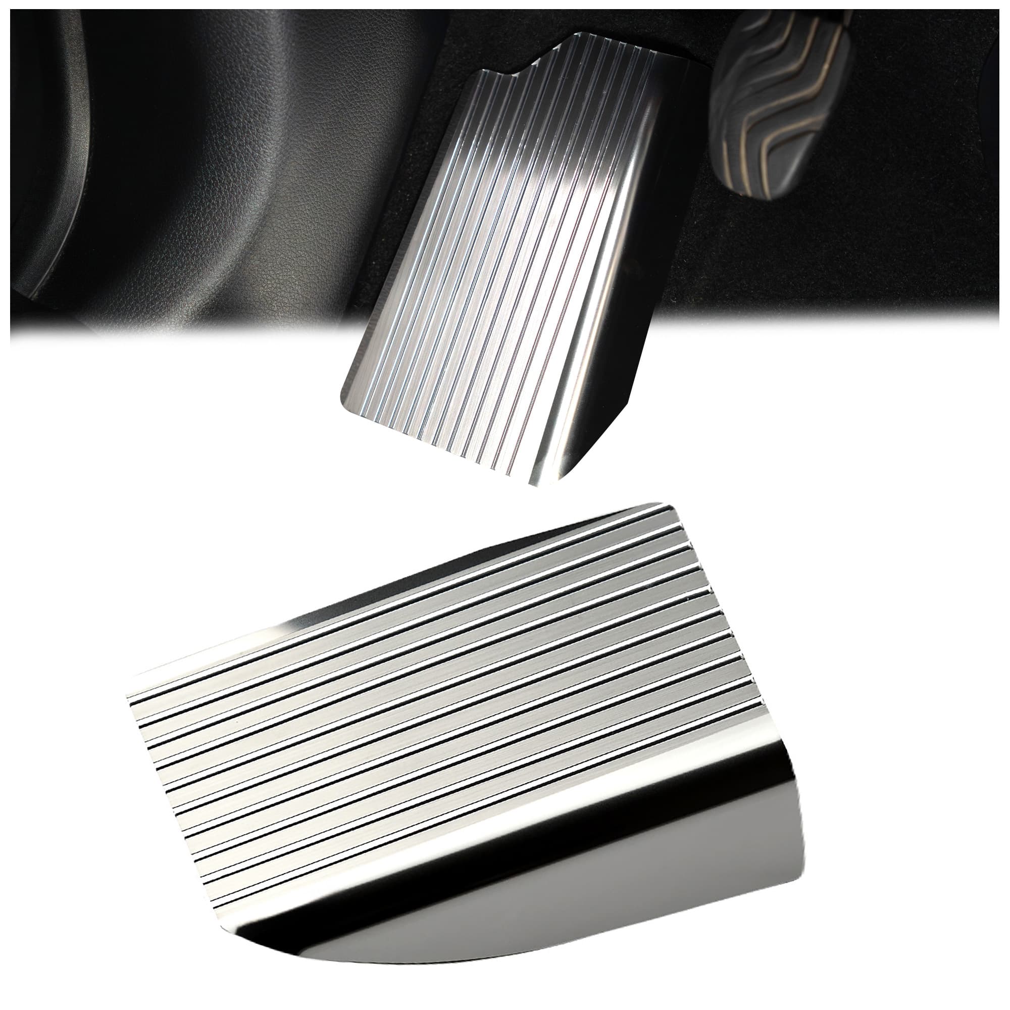 Footrest plate — Silver, Stainless steel, Brushed