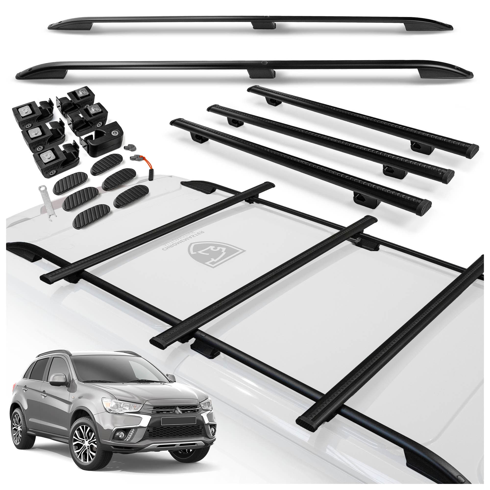 Roof rails with cross bars included SKYPORT — Black, Aluminum | Plastic, Painted