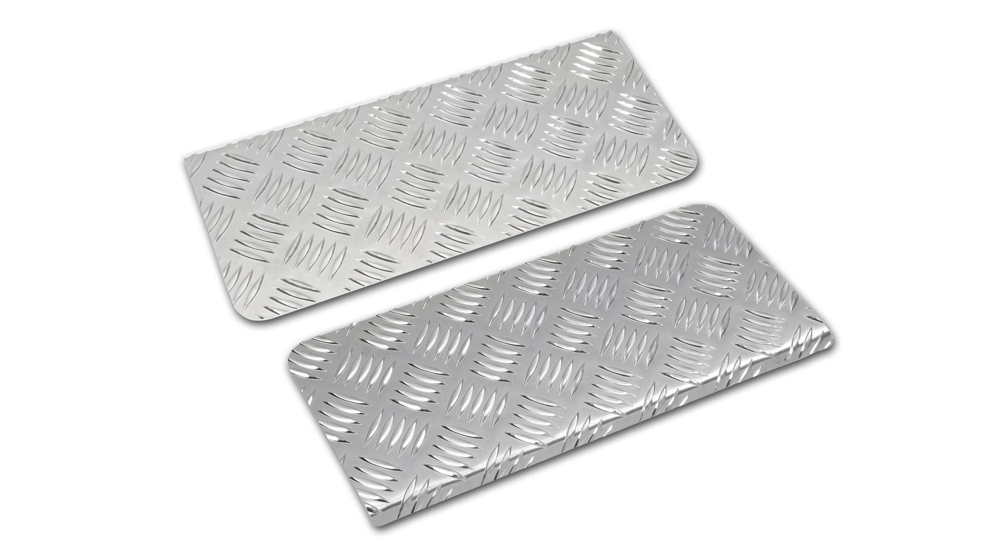 Covers for front interior steps — Silver, Aluminum, Ribbed