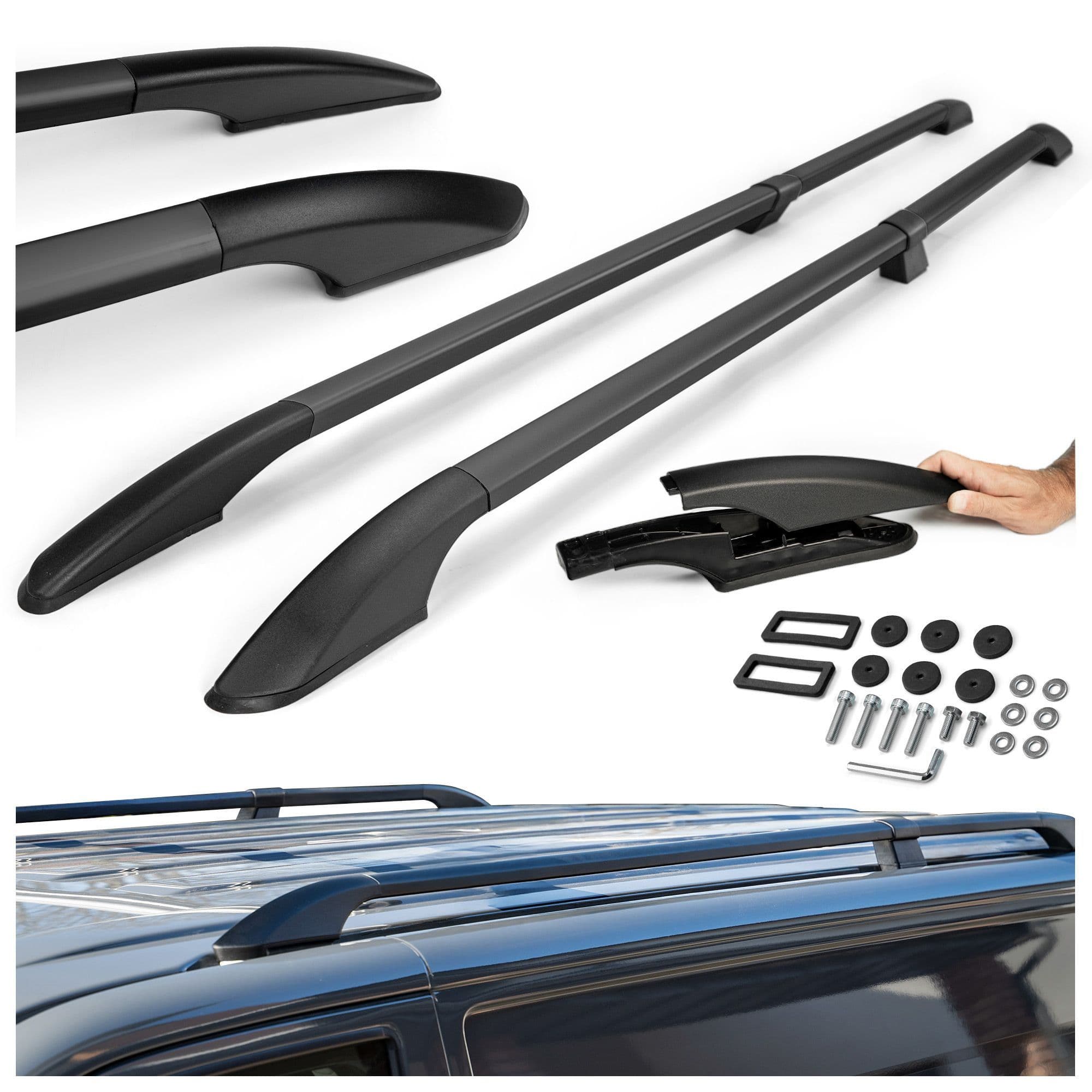 Split roof rails Solid — Black, Aluminum | Plastic, Painted