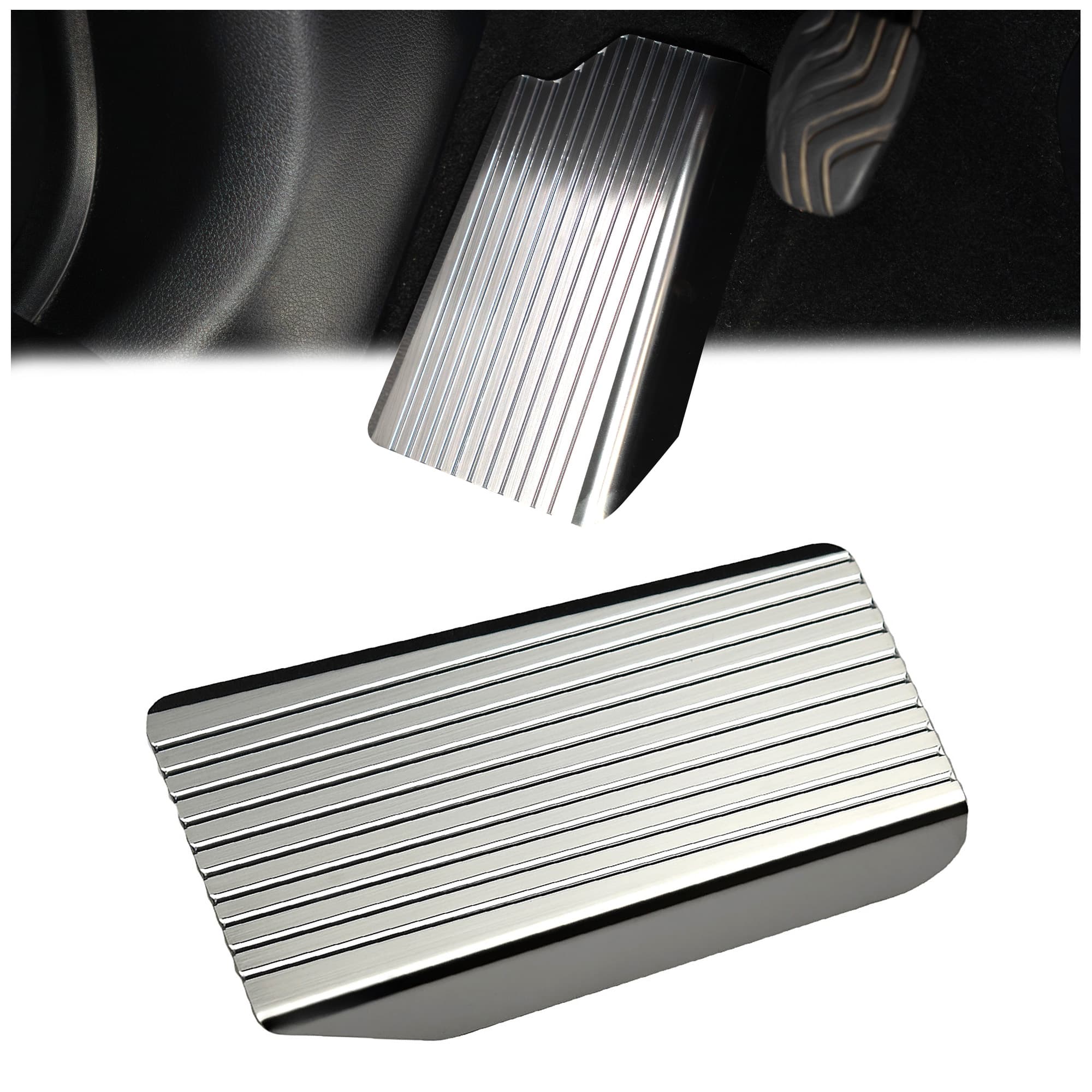Footrest plate — Silver, Stainless steel, Brushed