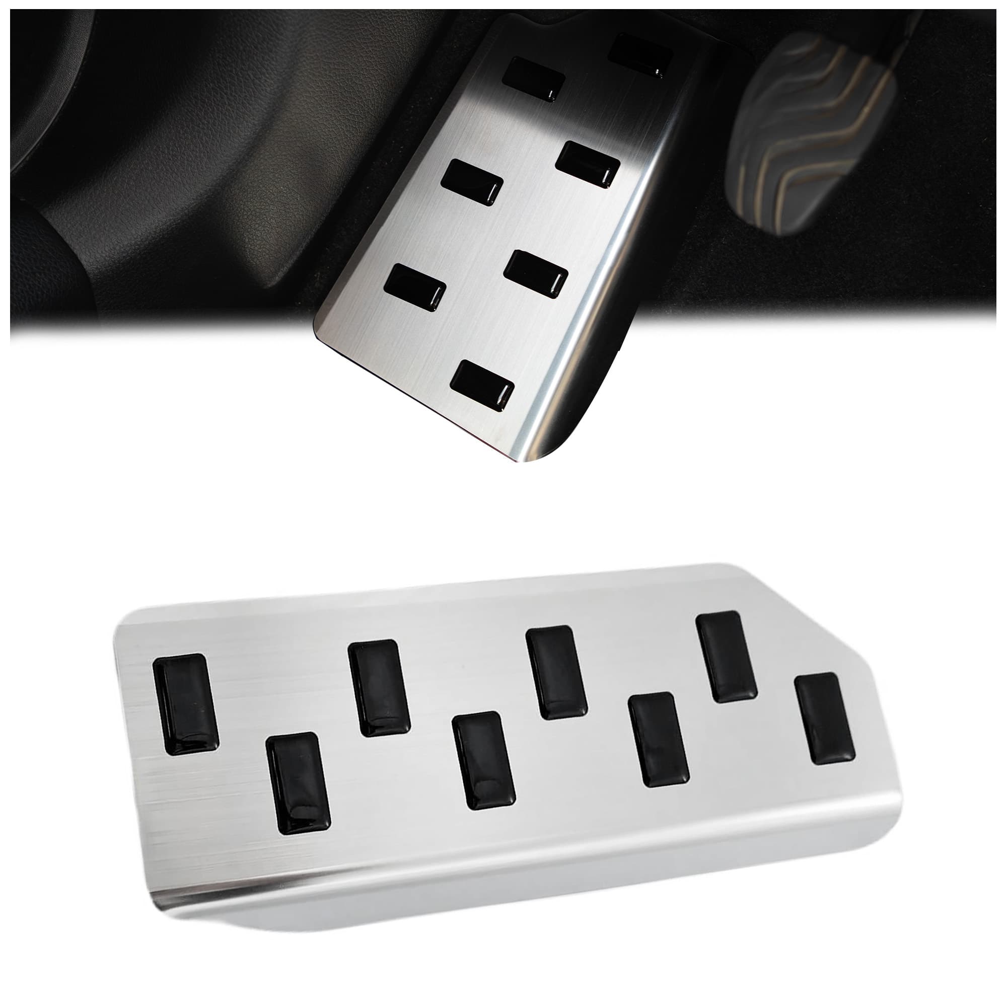 Footrest plate — Black | Silver, Stainless steel, Brushed