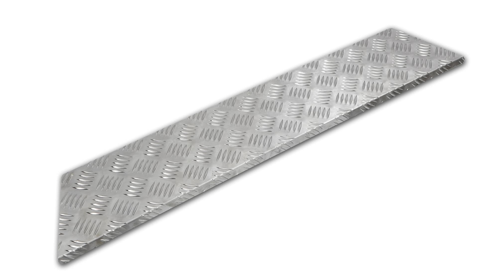 Cover for left rear interior step — Silver, Aluminum, Ribbed