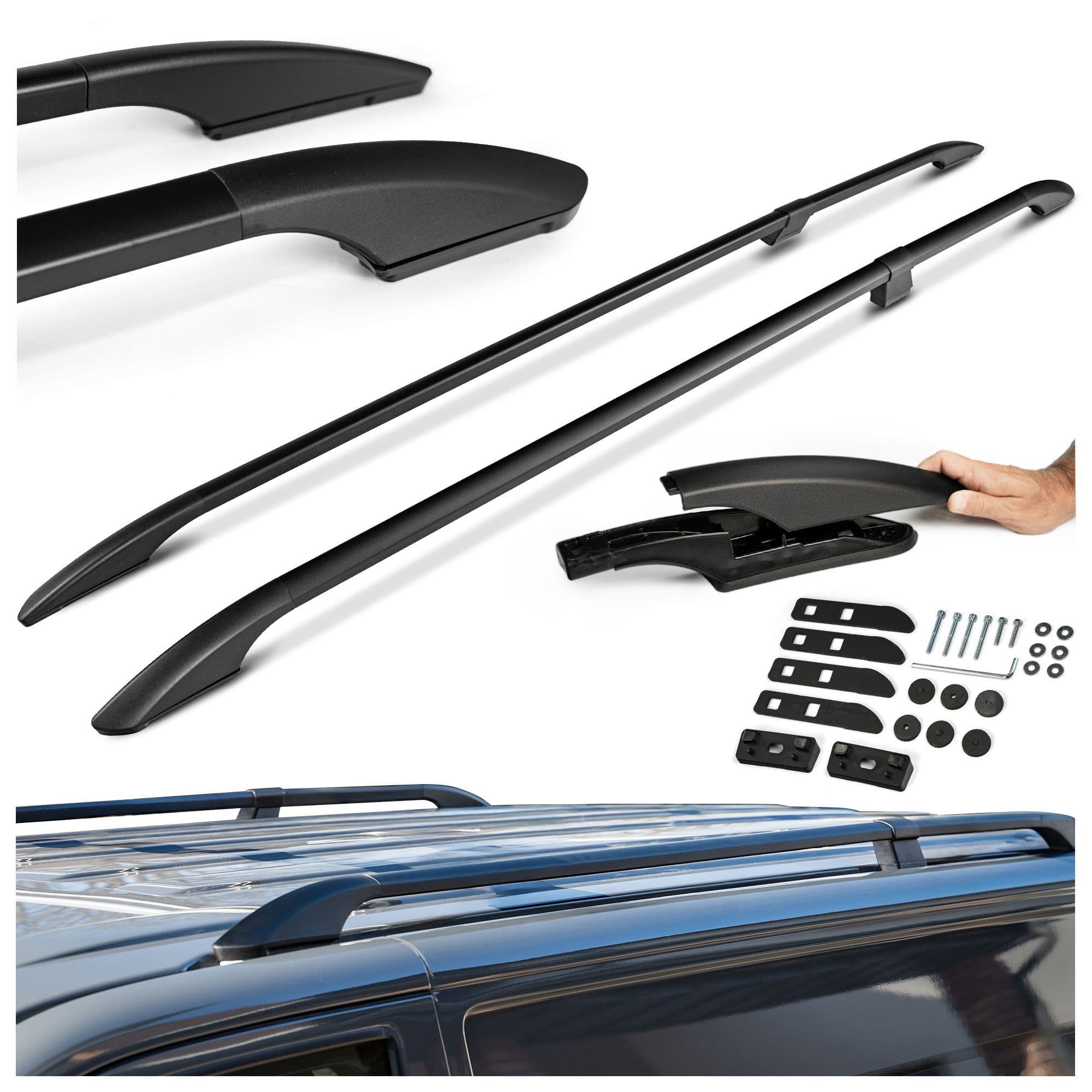 Split roof rails Solid — Black, Aluminum | Plastic, Painted
