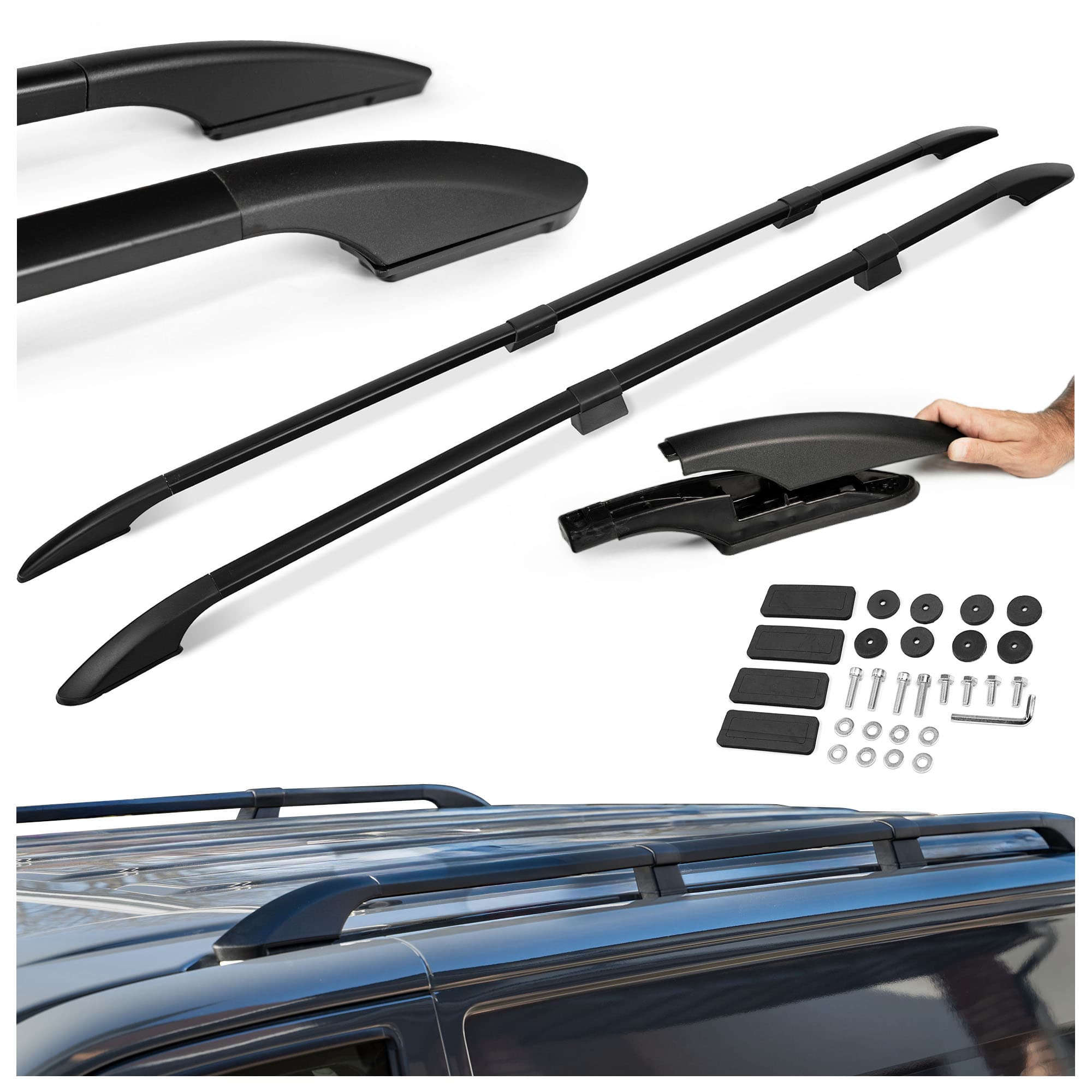 Split roof rails Solid — Black, Aluminum | Plastic, Painted