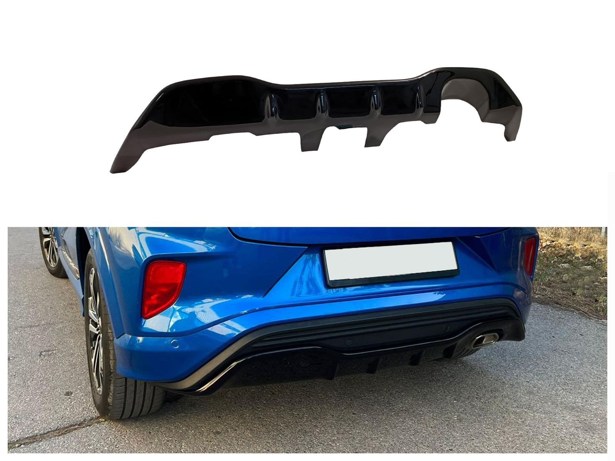 Rear bumper lip — Black, ABS plastic, Shiny