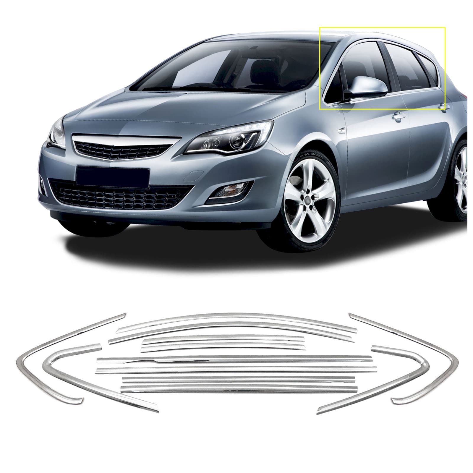Side window trims — Chrome, Stainless steel, Polished