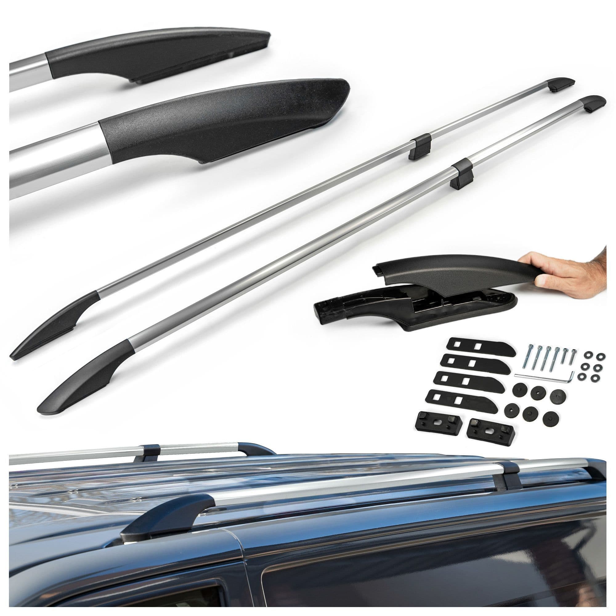 Split roof rails Solid — Chrome, Aluminum | Plastic, Polished
