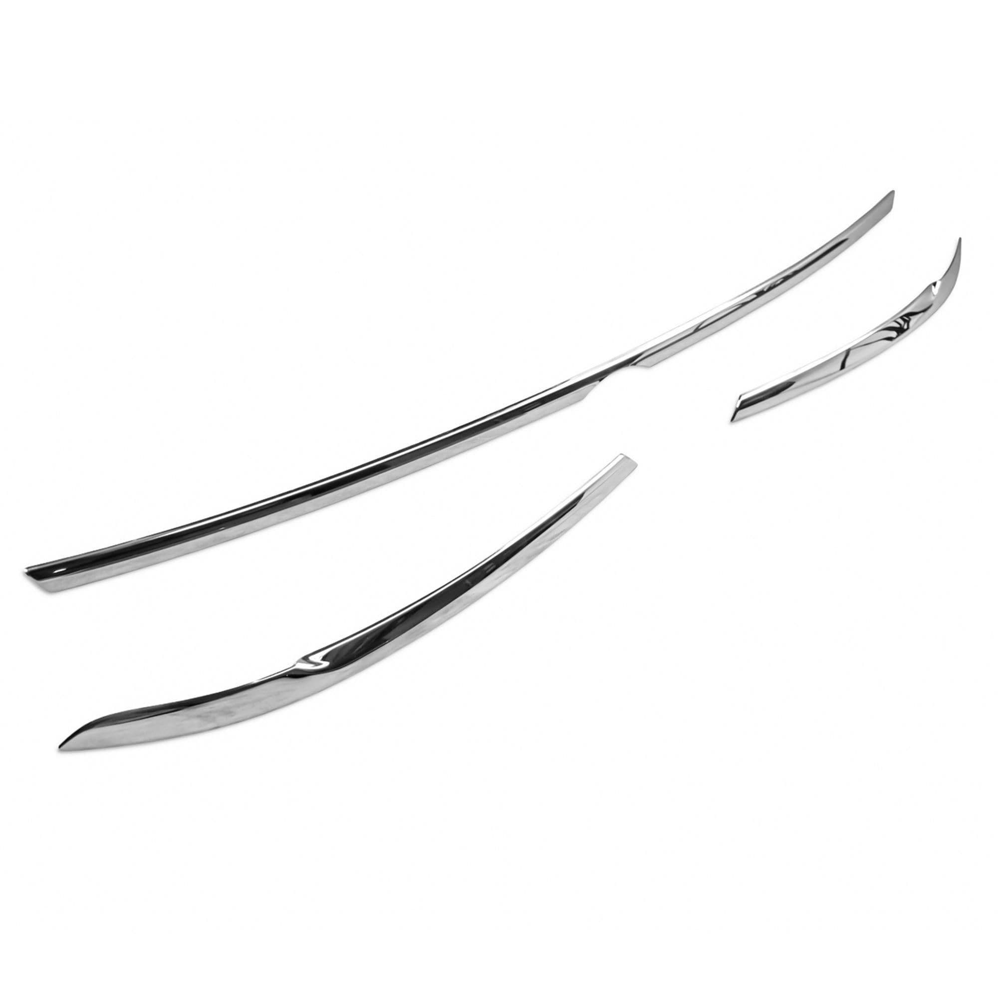 Grille trims under front lights — Chrome, Stainless steel, Polished