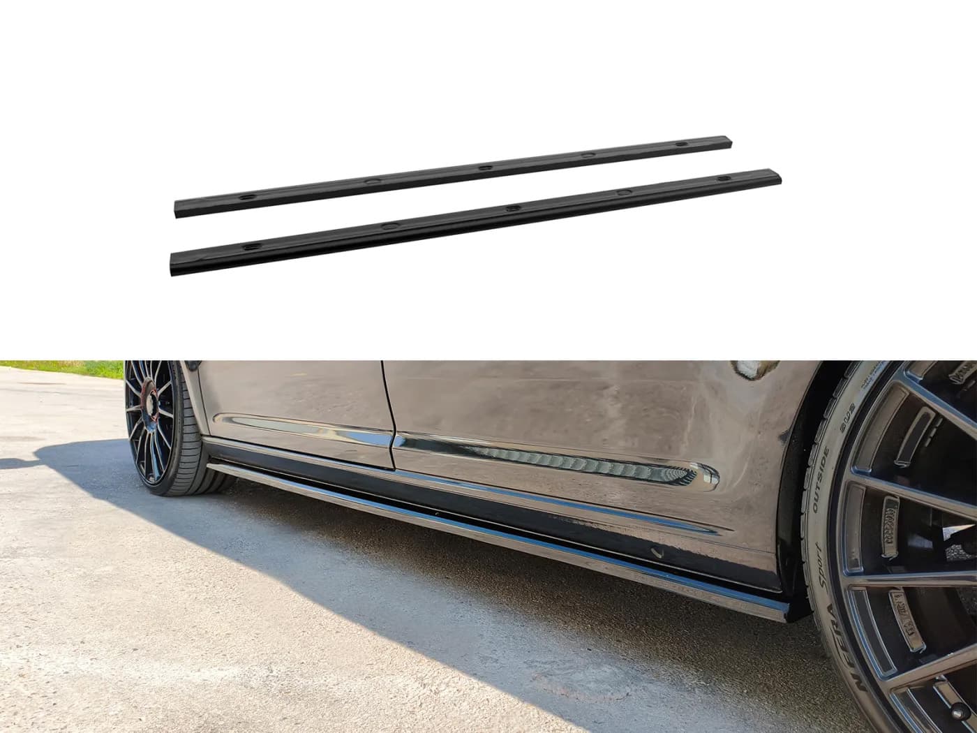 Side skirt extensions — Black, ABS plastic, Shiny