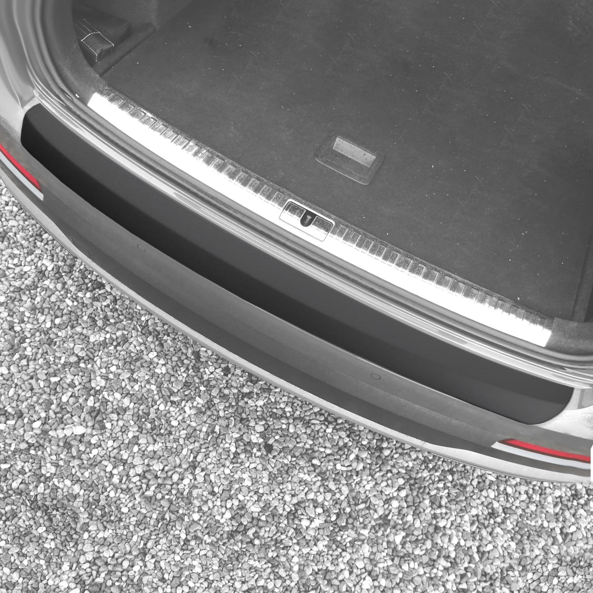 Rear bumper trim — Black, ABS plastic, Matte