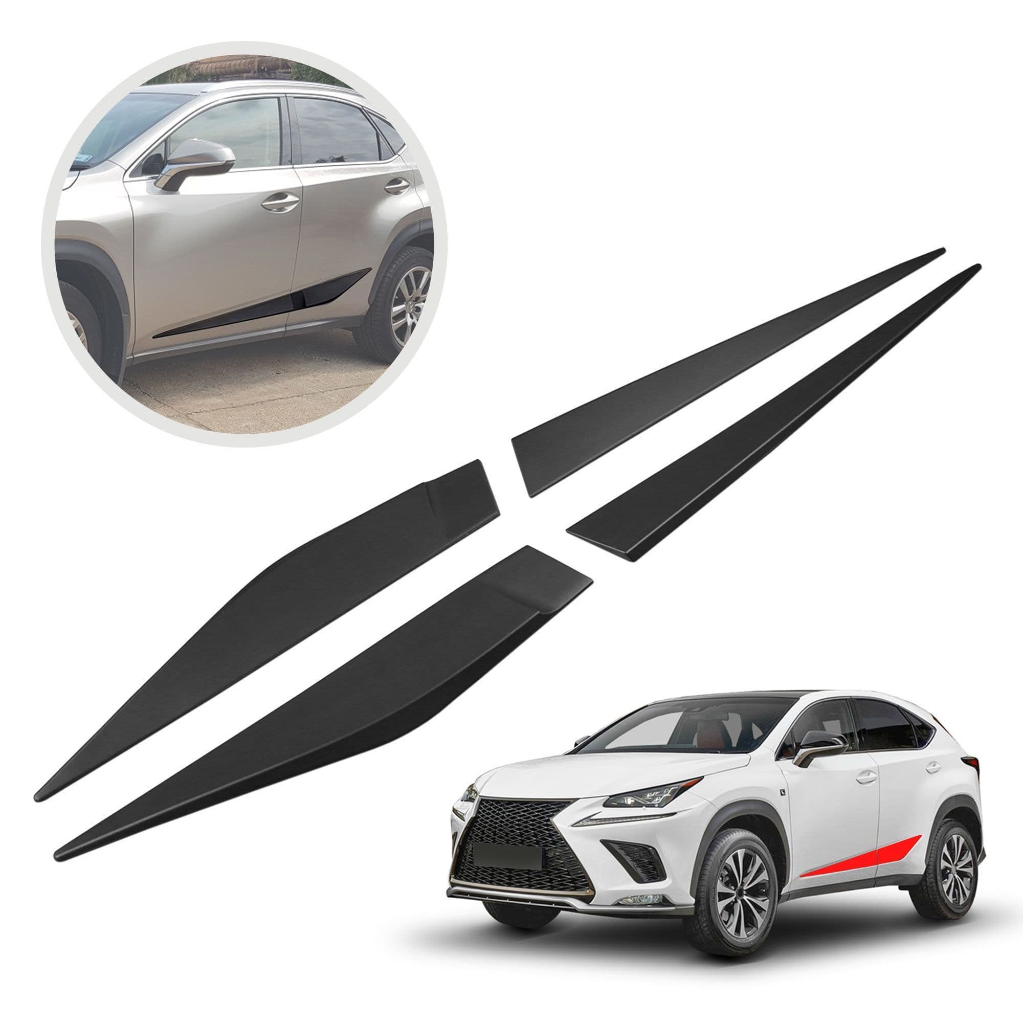 Side door trims — Black, Polyurethane composite PU, Matte